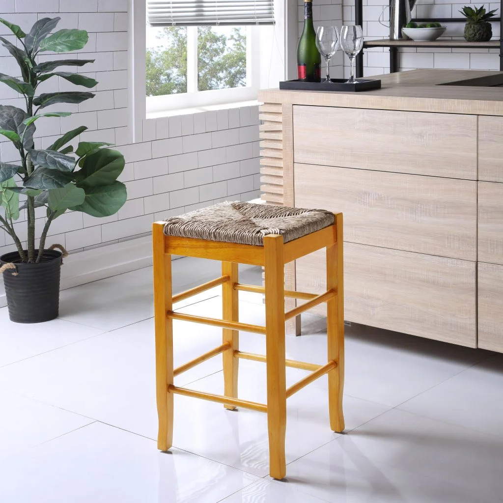 Boraam 24" Square Rush Stool, Multiple Colors