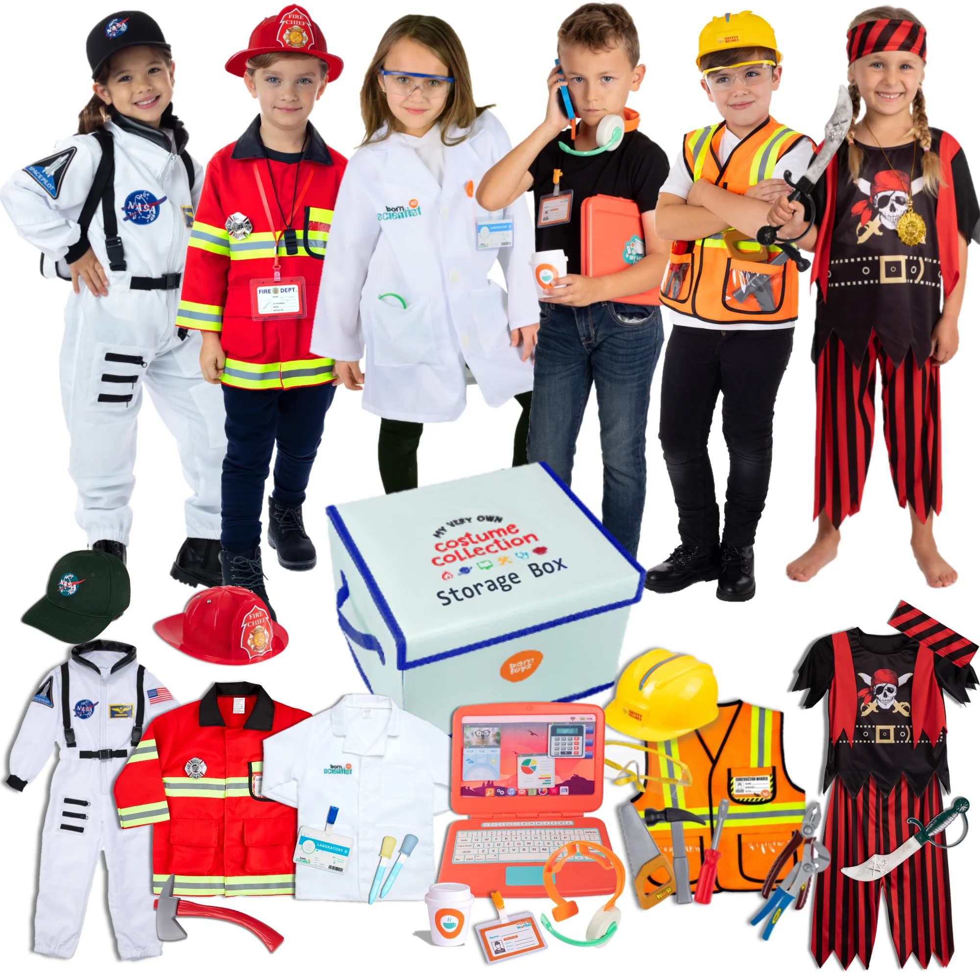 Born Toys 6-in-1 Unisex Dress Up and Pretend Play Costumes for Toddlers
