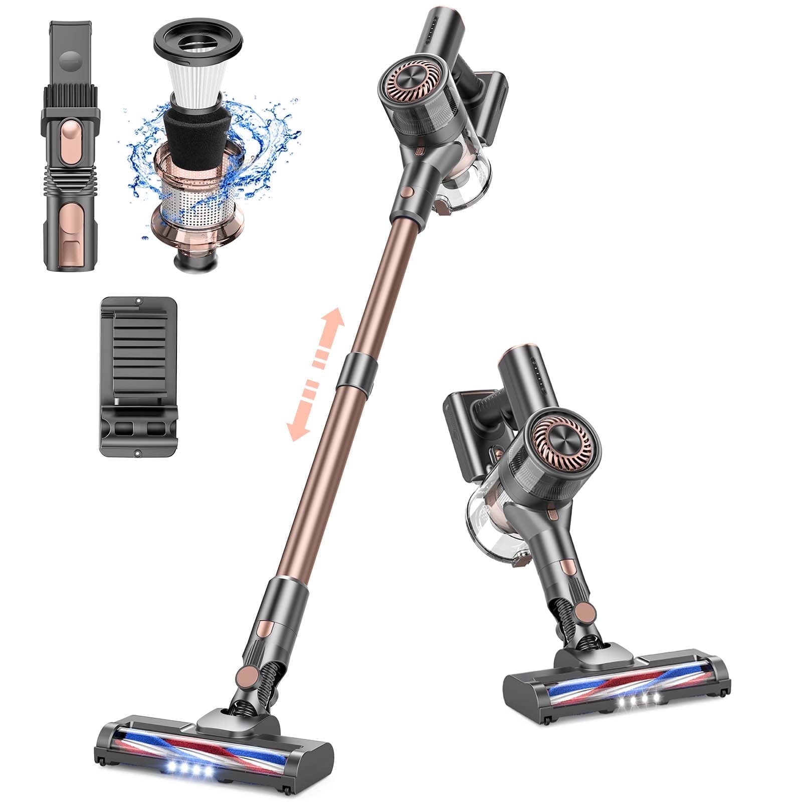 Bossdan Stick Vacuum Cleaner, 4 in 1 Cordless Vacuum Cleaner with Powerful Suction for Hardwood