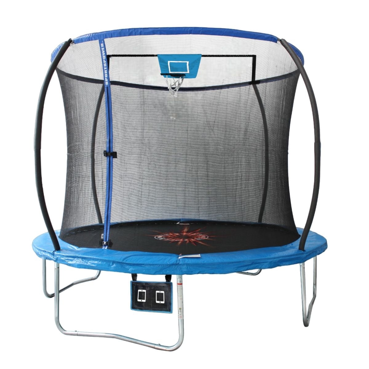 Bounce Pro 10ft Trampoline & Enclosure with Basketball & Flash Lite Zone & Phone Pouch