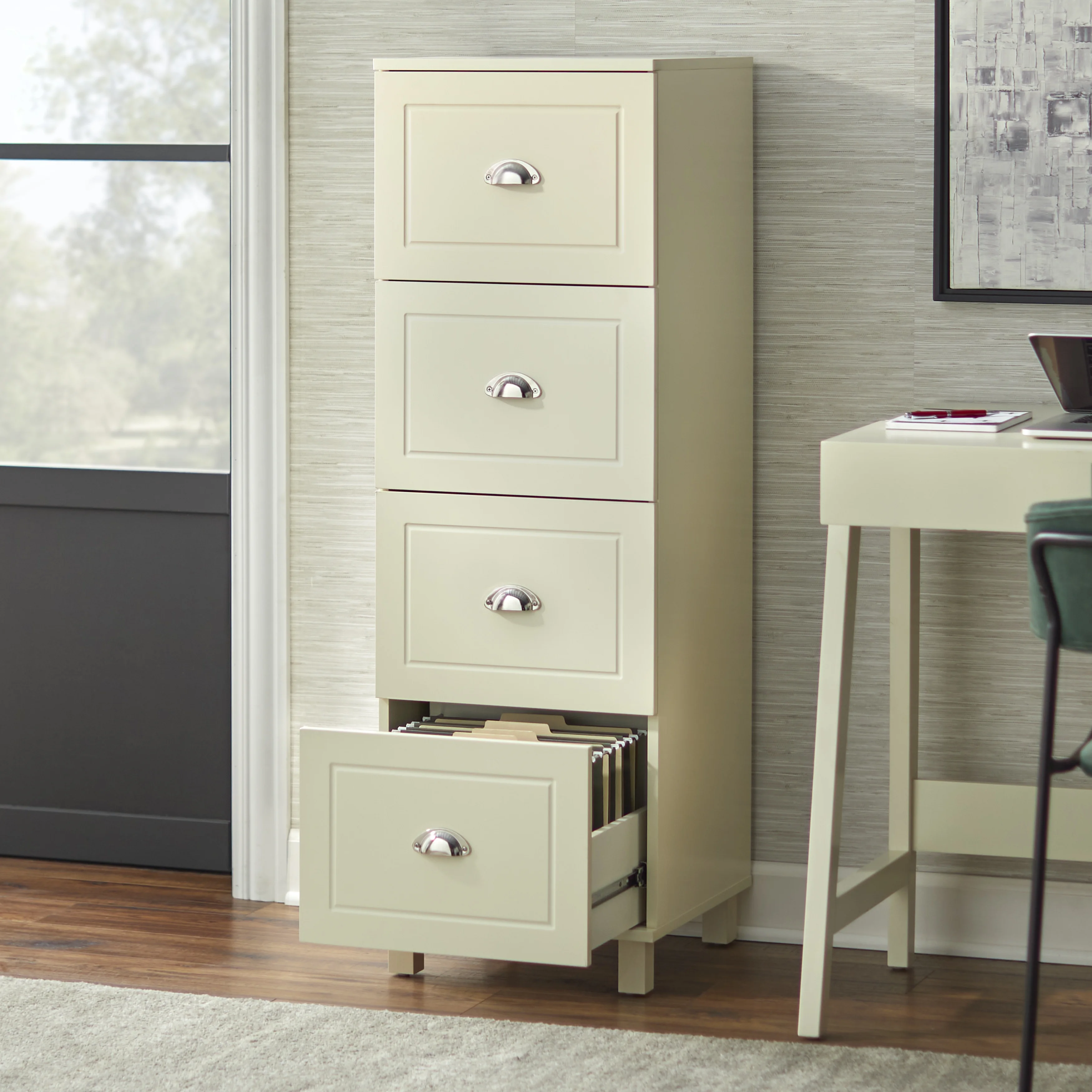 Bradley 4 Drawer Vertical Wood Filing Cabinet, White