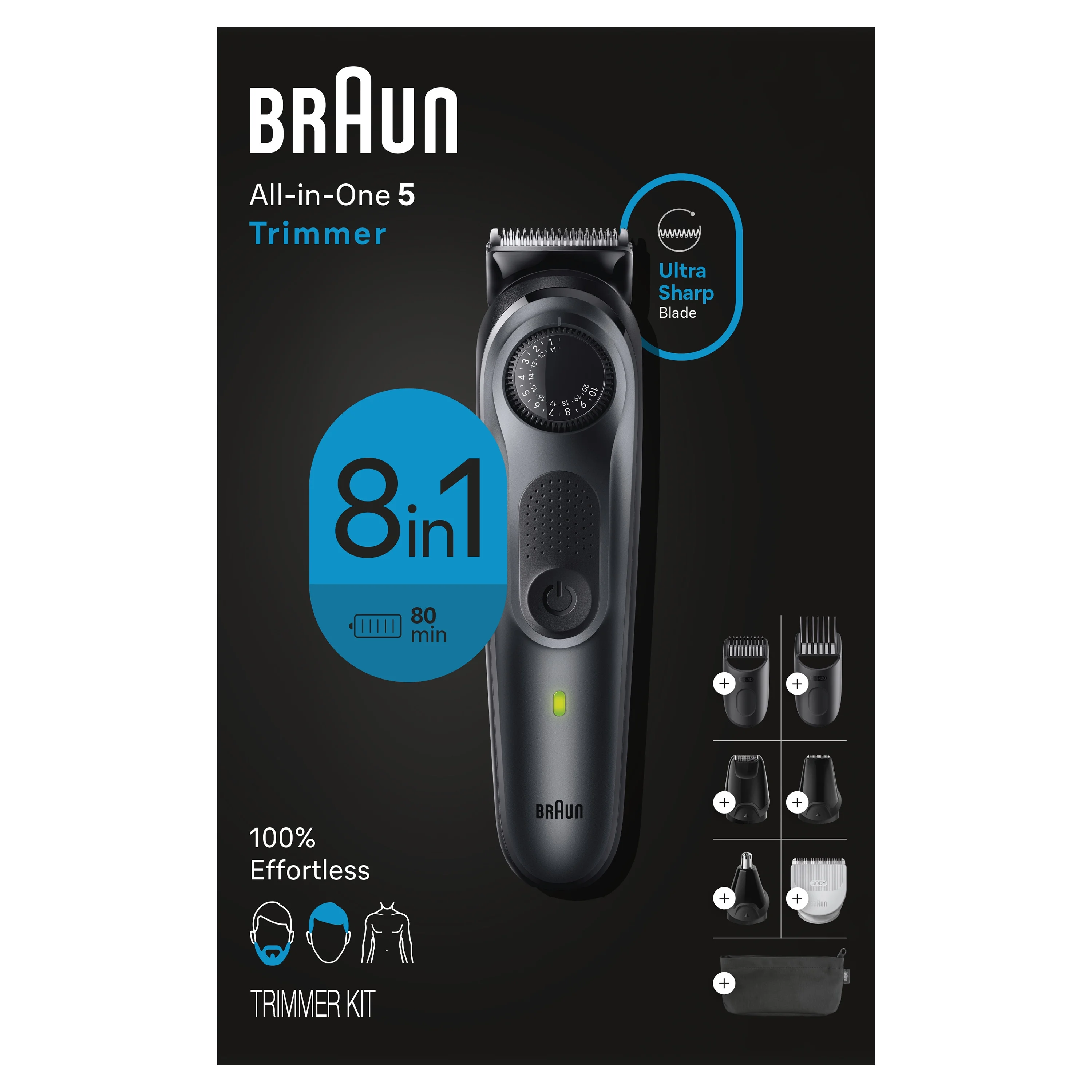 Braun Series 5 5470 All-in-One Electric Trimmer Kit, 8-in-1 Style Kit for Men, Black