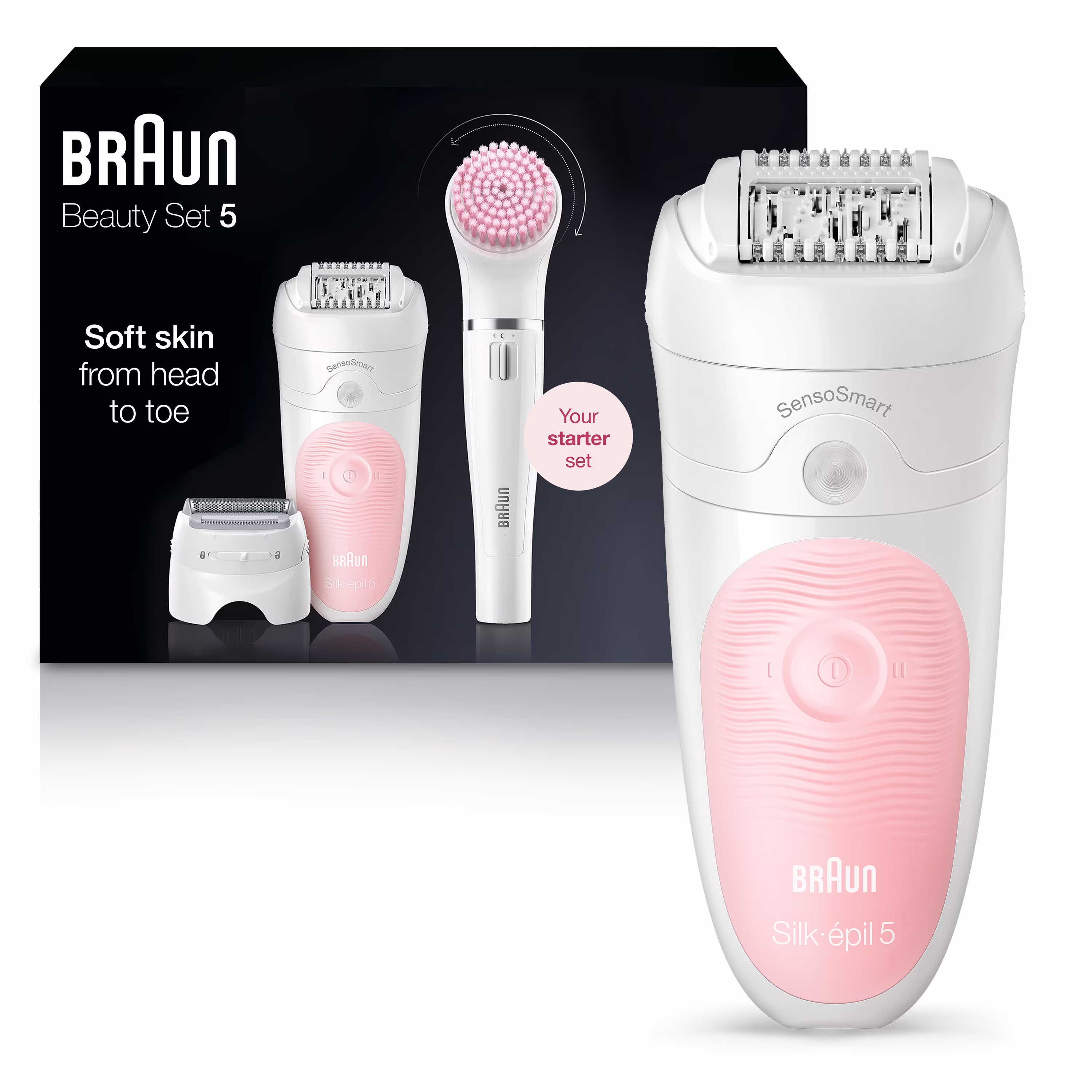 Braun Silk-epil Beauty Set 5 5-895 Starter 5-in-1 Cordless Wet & Dry Hair Removal - Epilator, Shaver, Cleansing & Exfoliation Kit for Face & Body