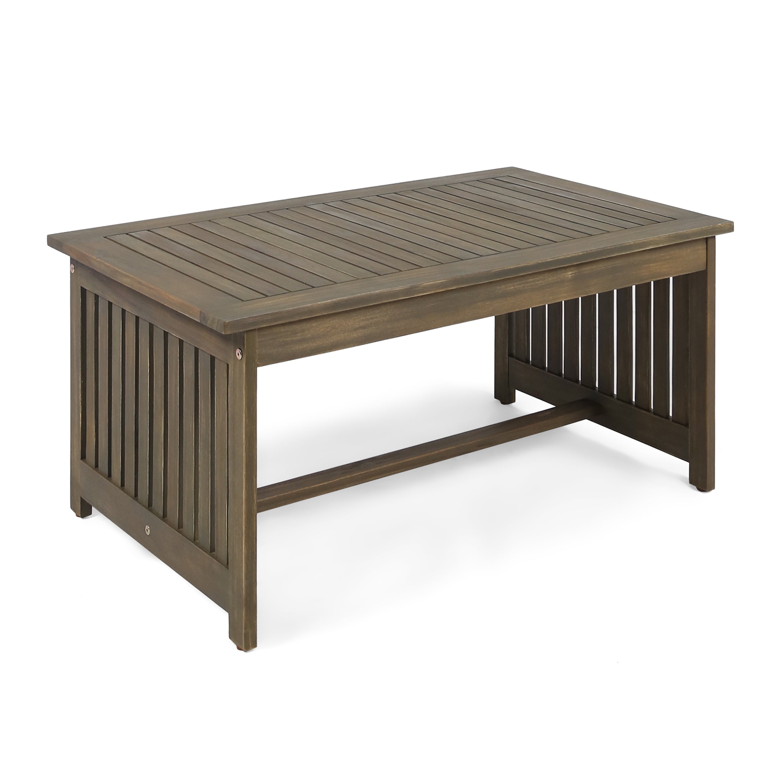 Brendon Outdoor Acacia Wood Coffee Table, Gray
