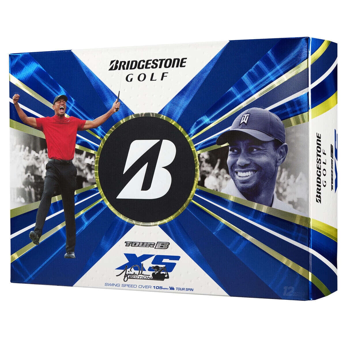 Bridgestone Tour B XS Golf Balls Tiger Woods Edition, 12 Pack, White