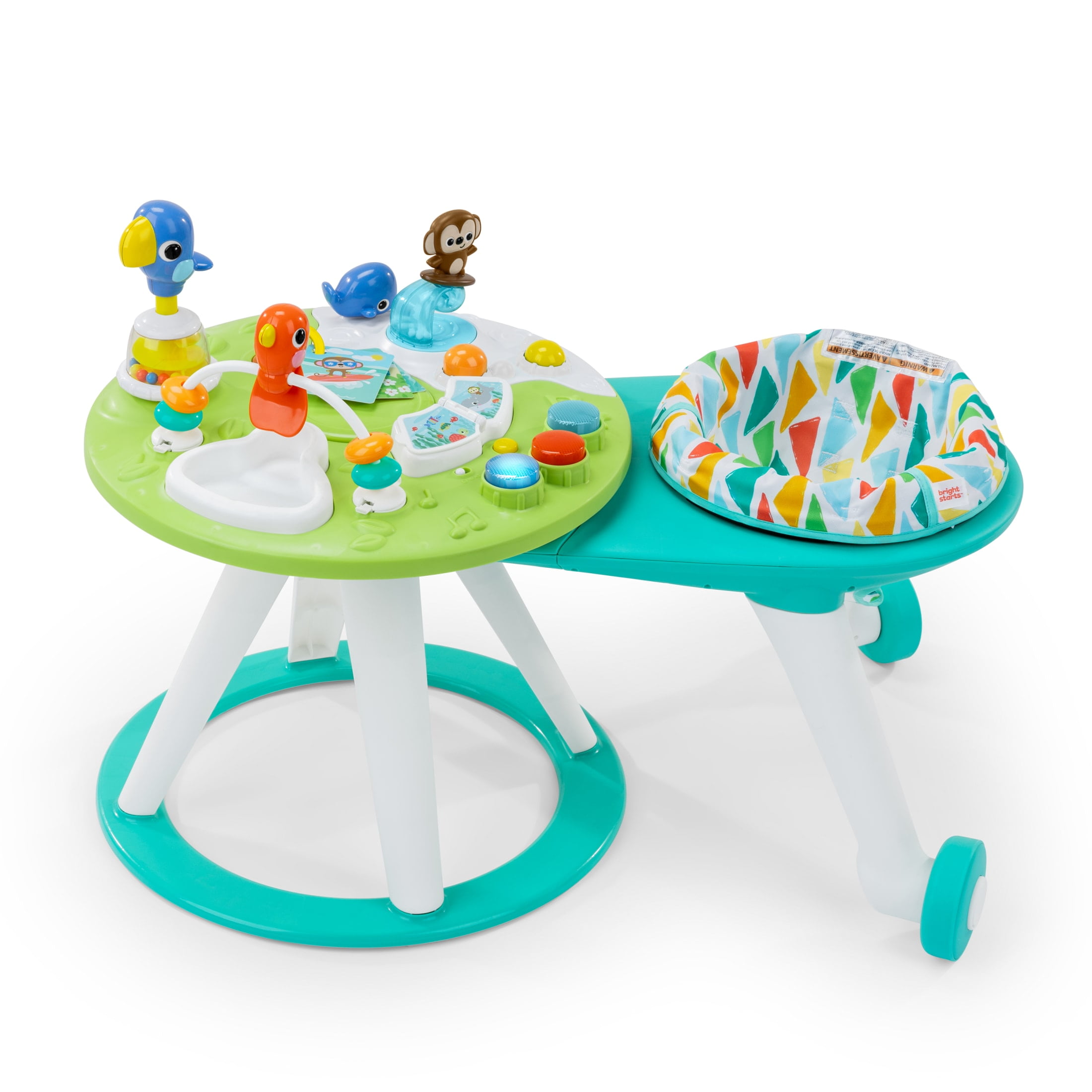 Bright Starts Around We Go 2-in-1 Walk-Around Baby Activity Center & Table, Tropic Cool, Age 6 Months+