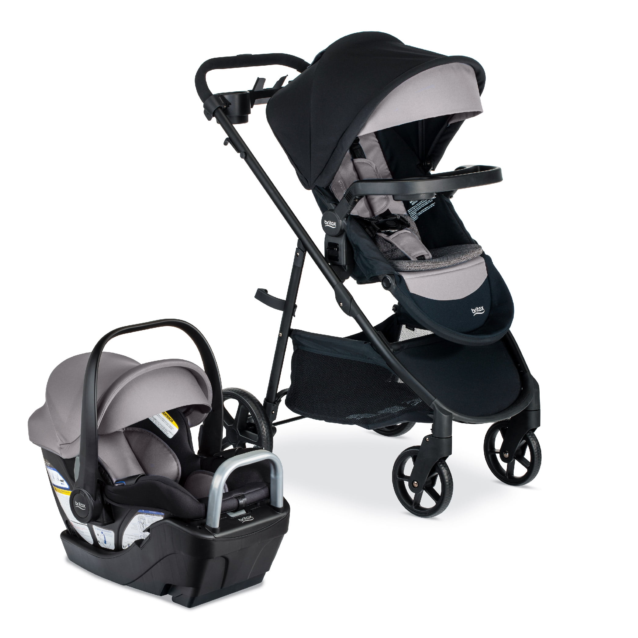 Britax Willow Brook S+ Baby Travel System, Infant Car Seat and Stroller Combo, Graphite Onyx