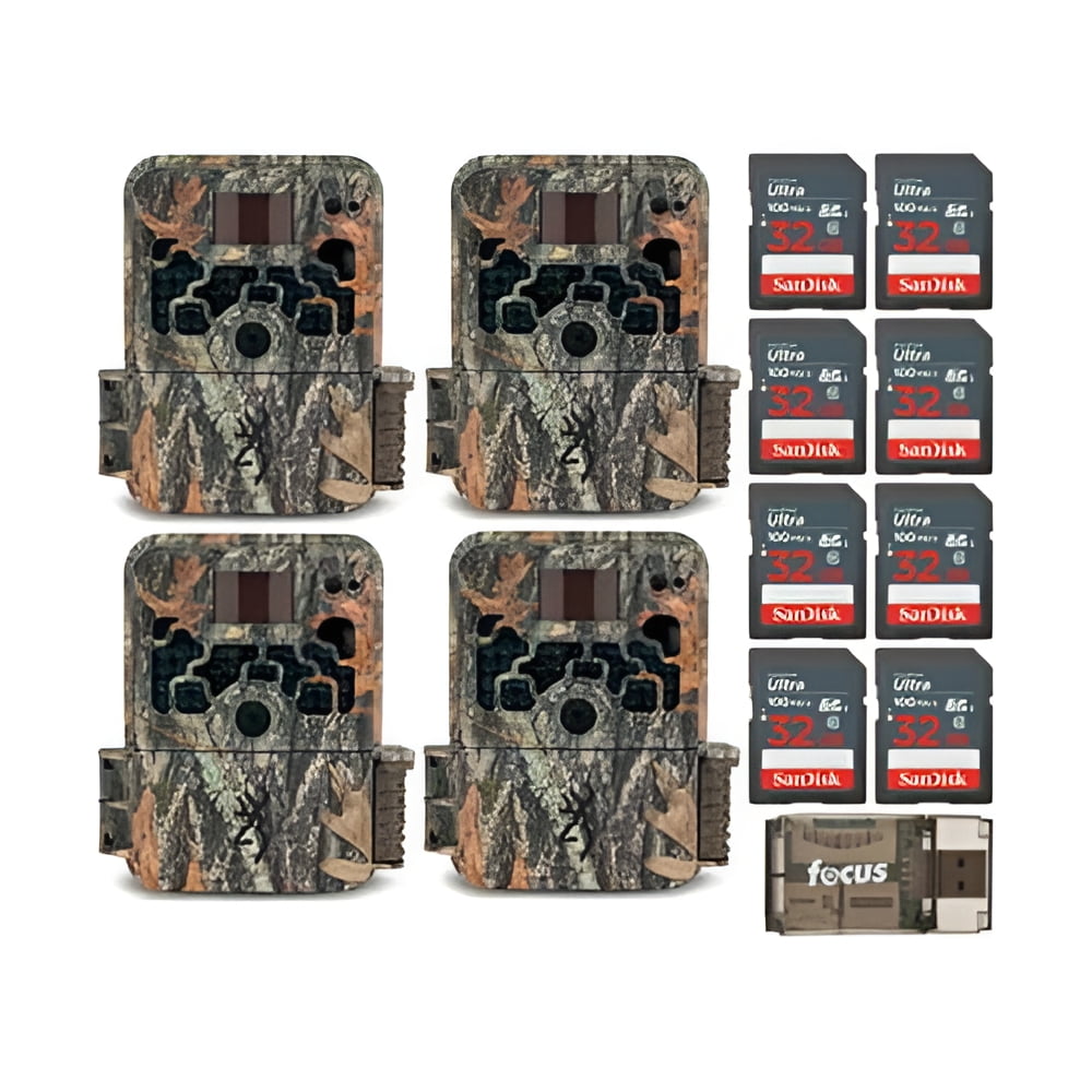 Browning Trail Cameras Strike Force Extreme (4-Pack), 32GB Card (8-Pack) Bundle