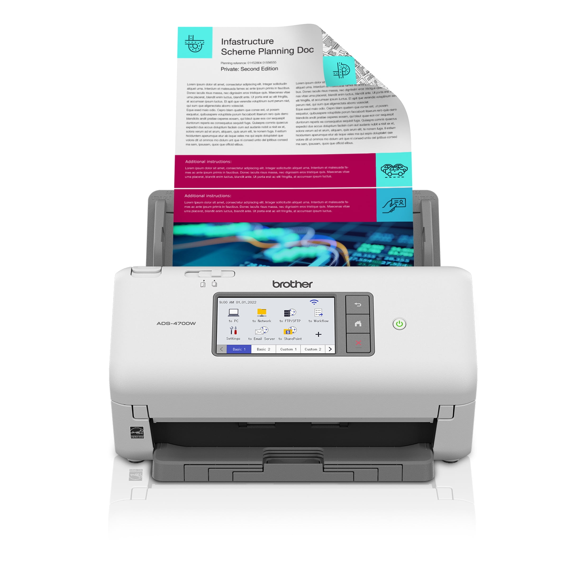 Brother ADS4700W Professional Desktop Document Scanner for Business Workgroups