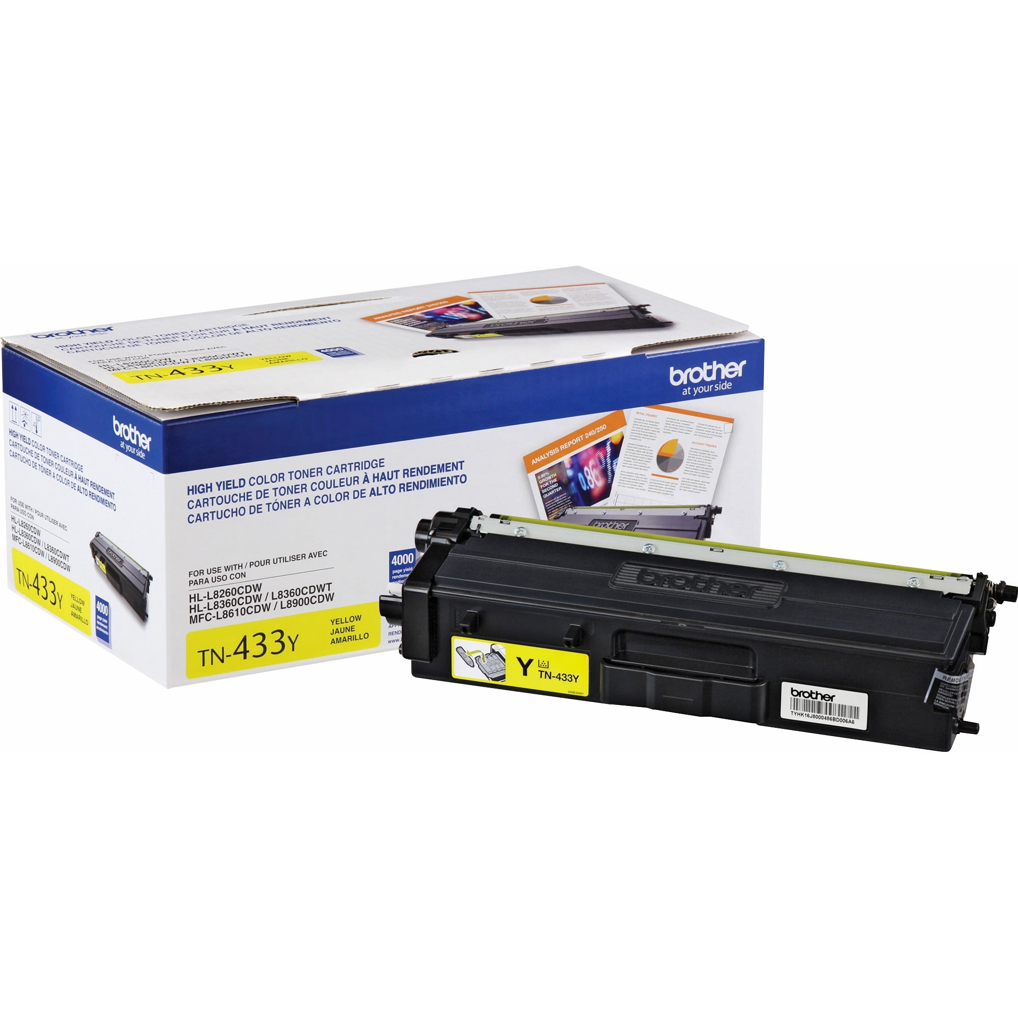 Brother, BRTTN433Y, TN433Y Toner Cartridge, 1 Each