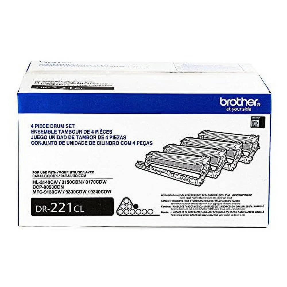 Brother DR221CL 4-Piece OEM Drum Unit (15,000 Yield) - BK/C/M/Y