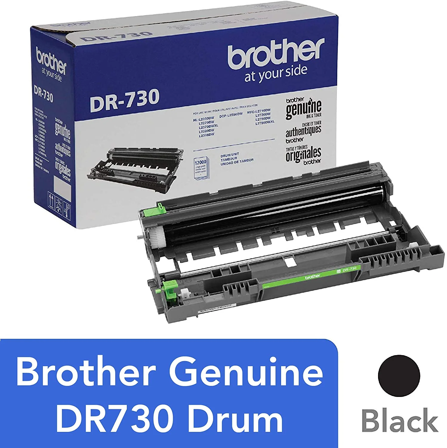 Brother Genuine Drum Unit, DR730, Yields Up to 12,000 Pages, Black