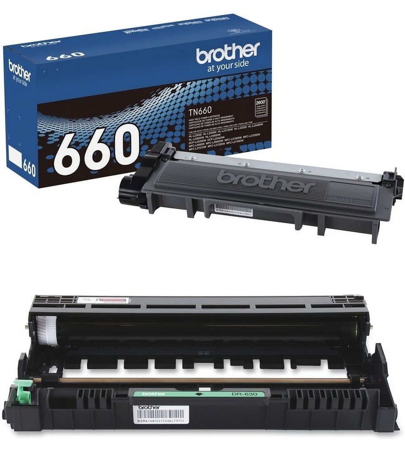 Brother Genuine High Yield Toner Cartridge TN-660 (TN660) and Drum Unit DR-630 (DR630) Set