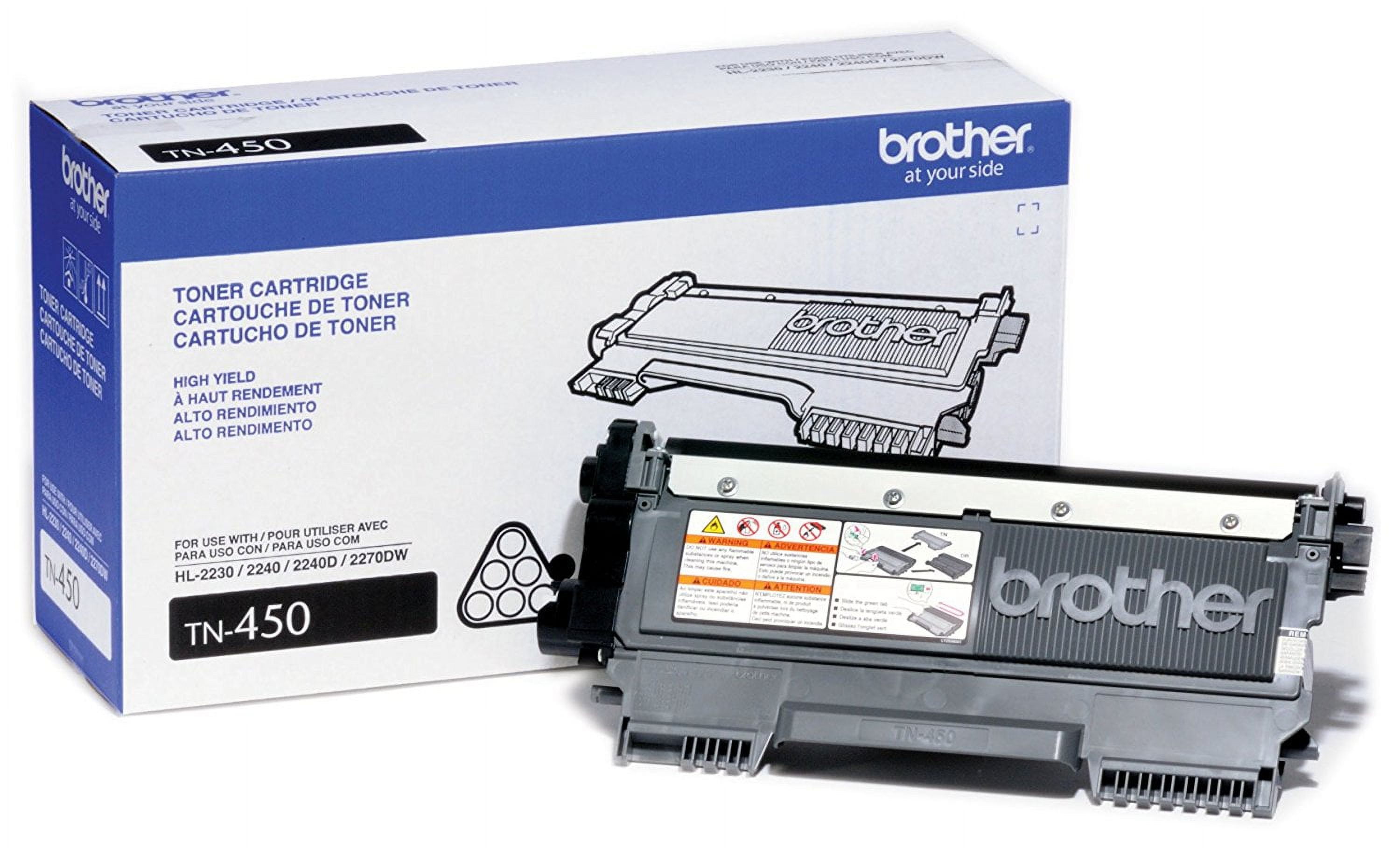 Brother Genuine High Yield Toner Cartridge, TN450, Replacement Black, Yield 2,600 Pages