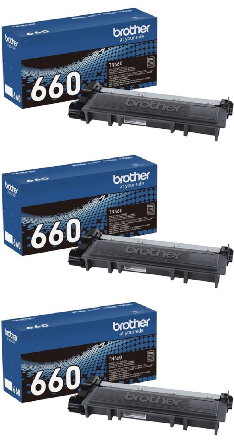 Brother Genuine High Yield Toner Cartridges, TN660, Replacement Black Toner Three Pack, Page Yield Up To 2,600 Pages/Cartridge
