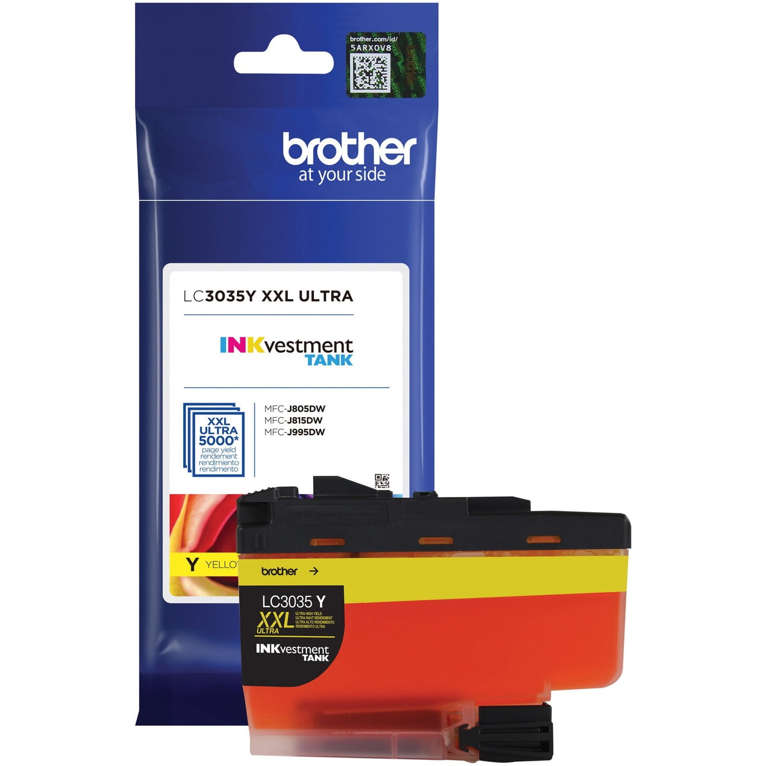 Brother Genuine LC3035Y, Single Pack Ultra High-yield Yellow INKvestment Tank Ink Cartridge, Page Yield Up To 5,000 Pages, LC3035