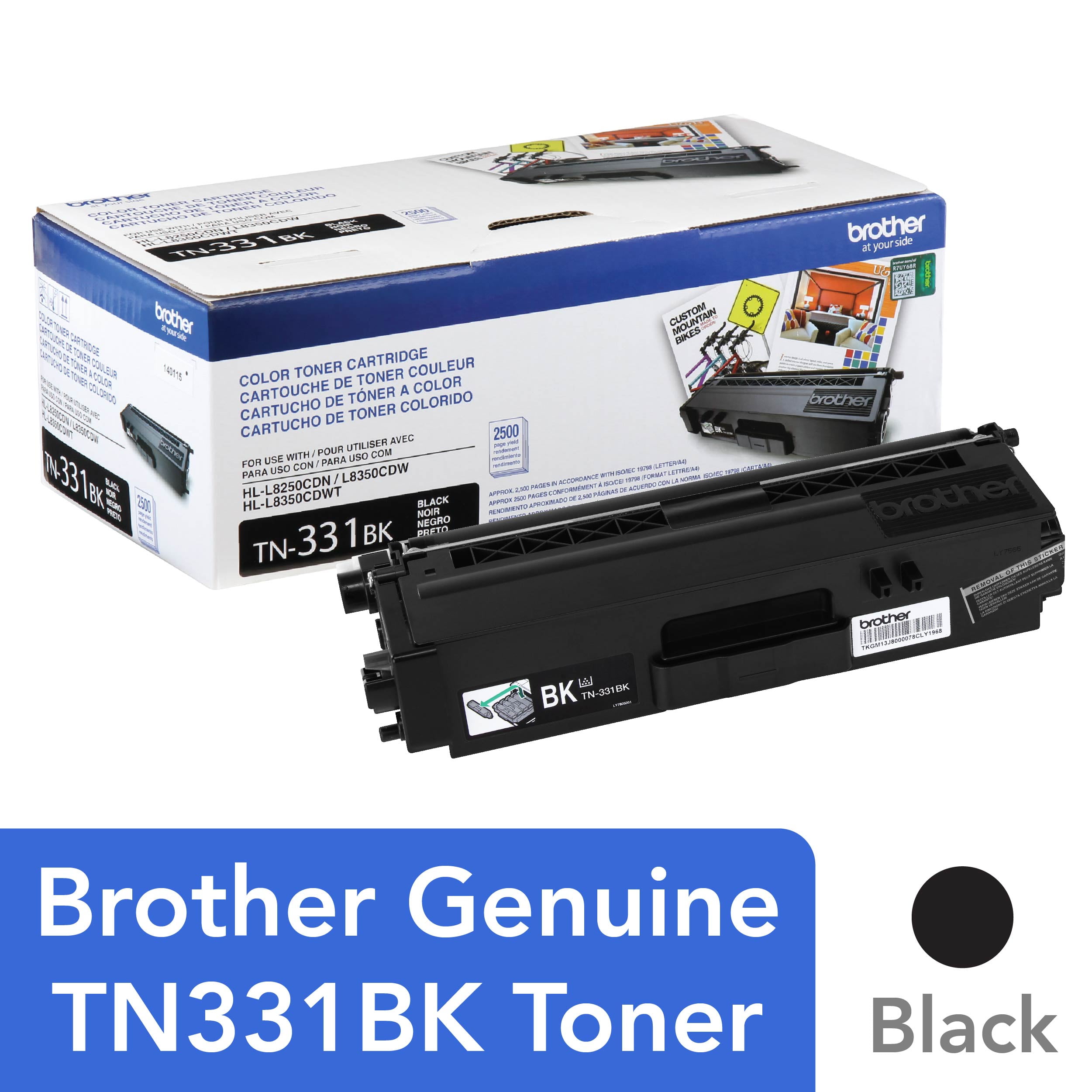 Brother Genuine Standard Yield Toner Cartridge, TN331BK, Page Yield Up To 2,500 Pages,