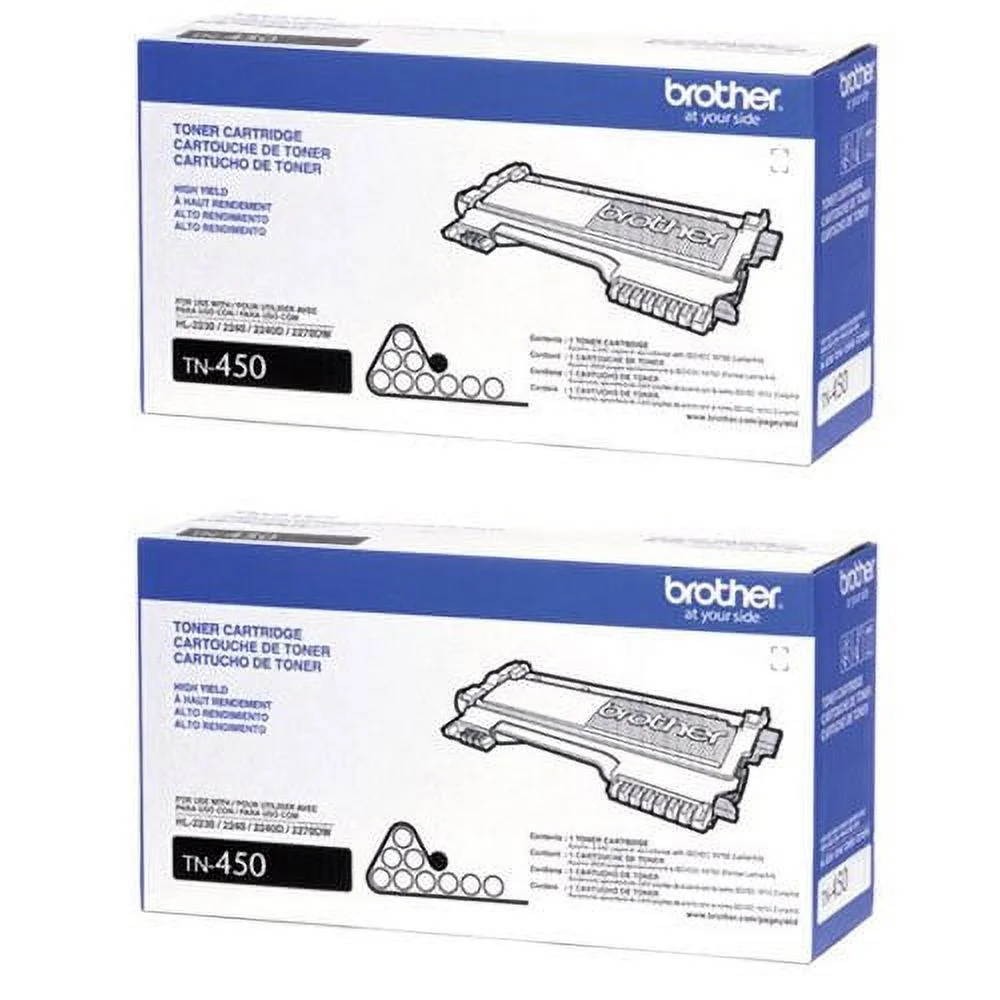 Brother Genuine TN-450 High Yield Black Toner Cartridge 2-Pack Toner (TN450)