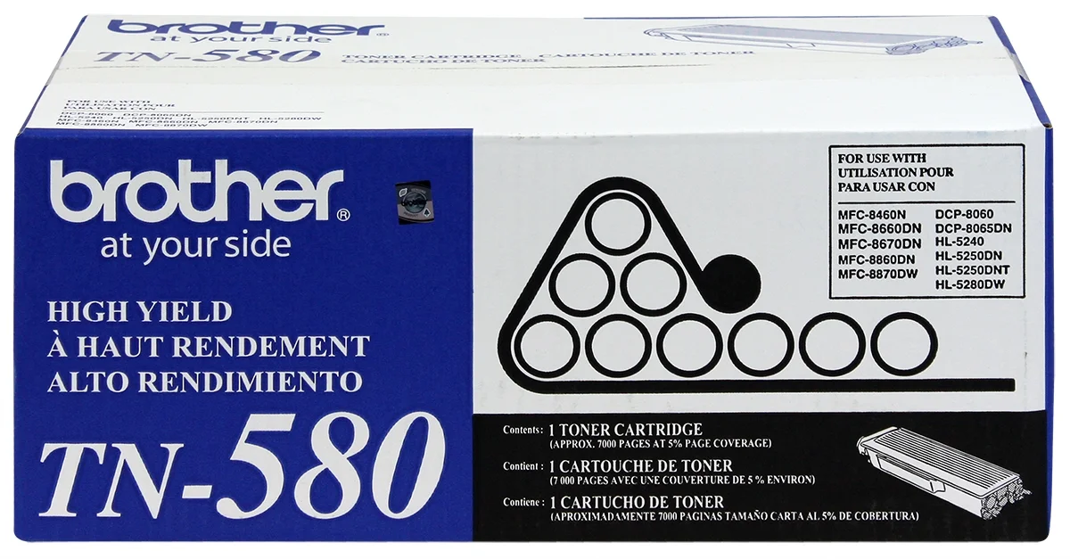 Brother TN580 High-Yield Toner, Black
