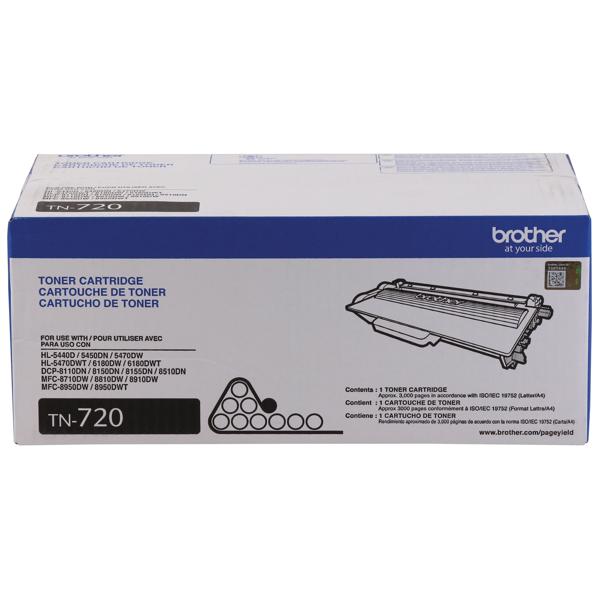 Brother Genuine TN720 Printer Toner Cartridge, Black