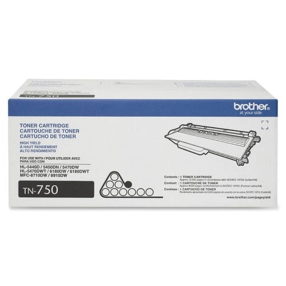 Brother Genuine TN750 Black High-yield Printer Toner Cartridge