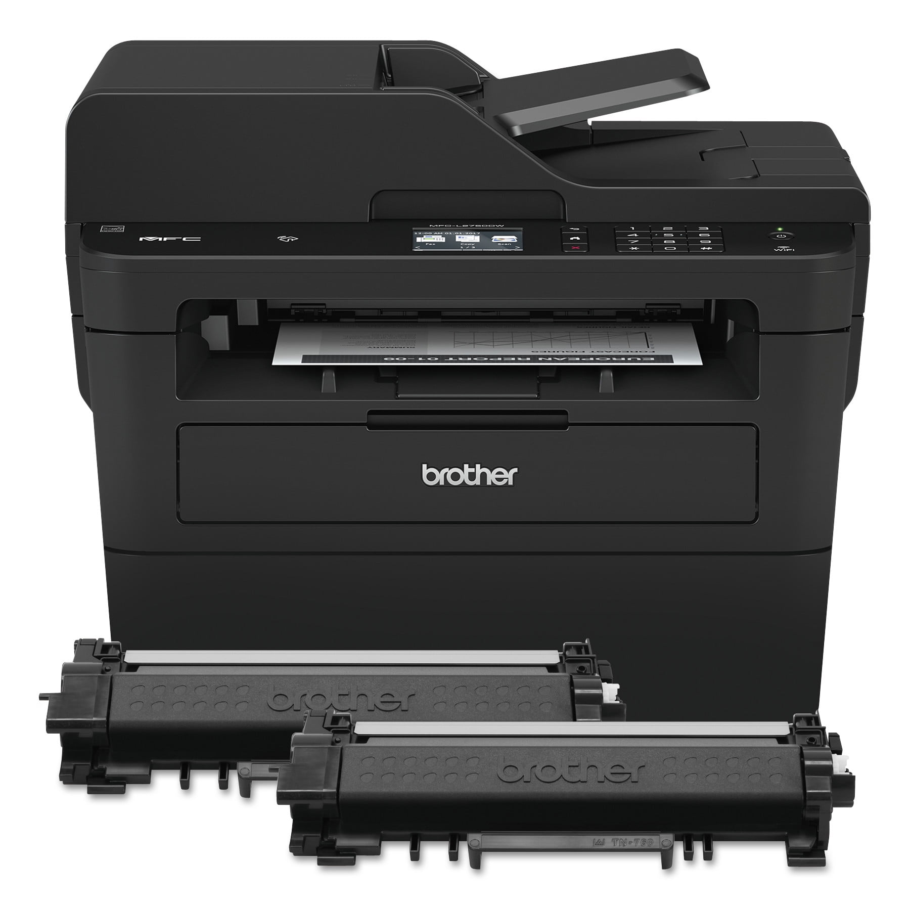 Brother MFC-L2750DW XL Extended Print Compact Laser All-in-One Printer; Up to 2 Years of Toner In-box