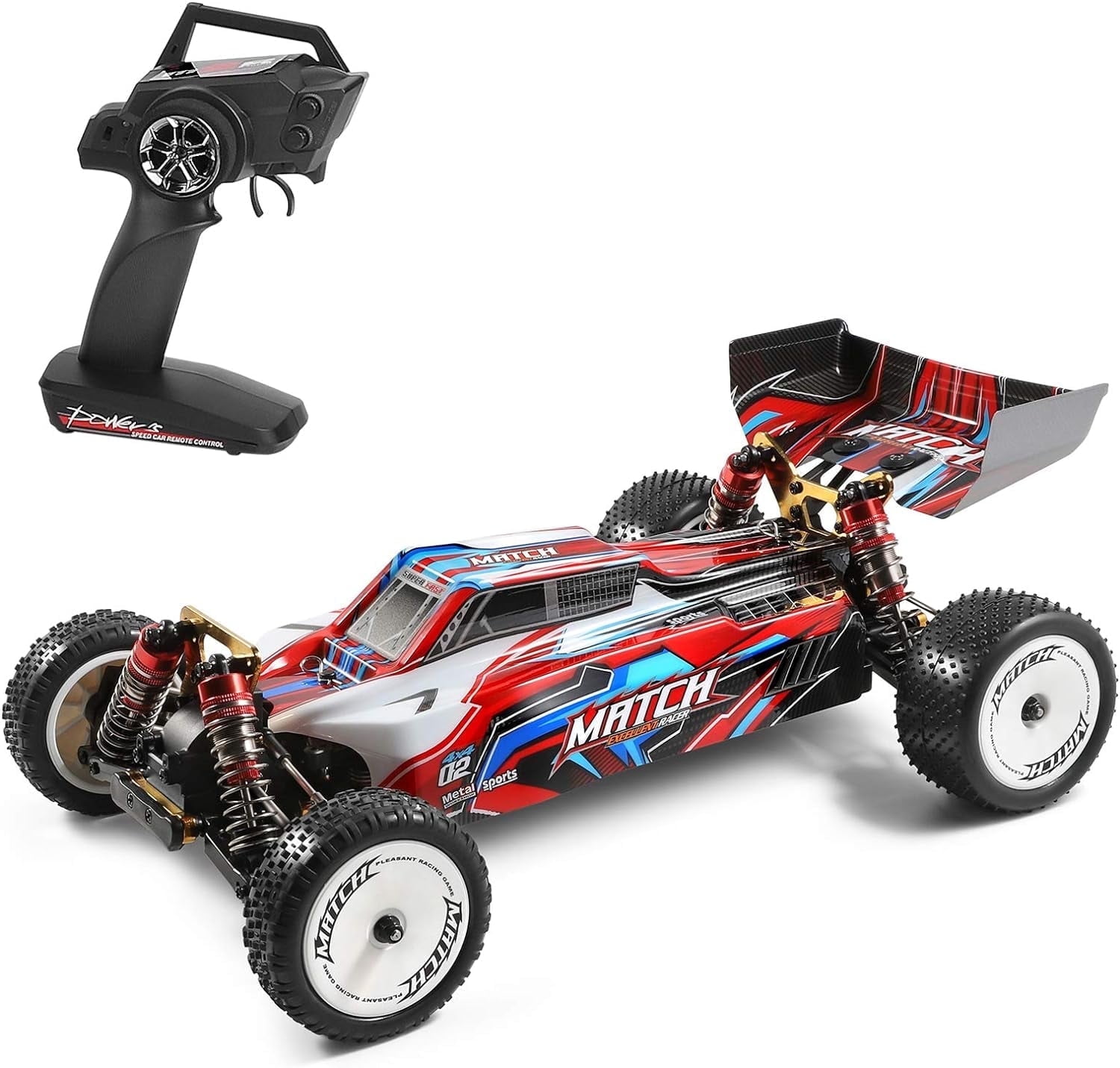 Bruce&Shark wltoys Fast RC Car for Adult, 1:10 Scale 2.4GHz Remote Control Car, 104001 4WD 27.9MPH High Speed Racing Car, All Terrain Off-Road Buggy, Drift Car with Aluminum Alloy Chassis