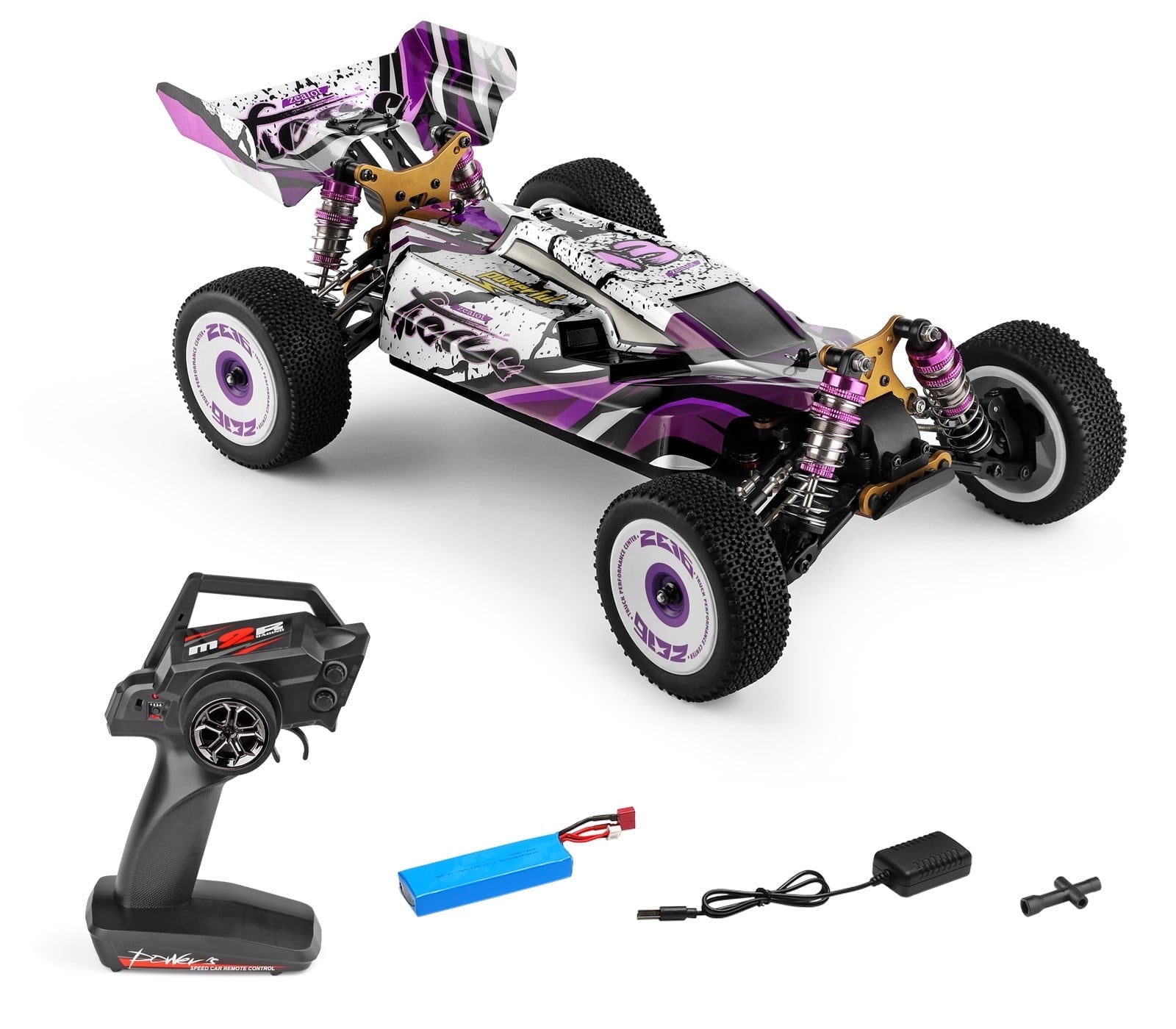 Bruce&Shark wltoys Fast RC Car for Adult, 1/12 Scale 2.4GHz Remote Control Car Kit, 4WD 37MPH High Speed Racing Car, Off-Road Buggy Drift Car RTR with Aluminum Alloy Chassis, Zinc Alloy Gear