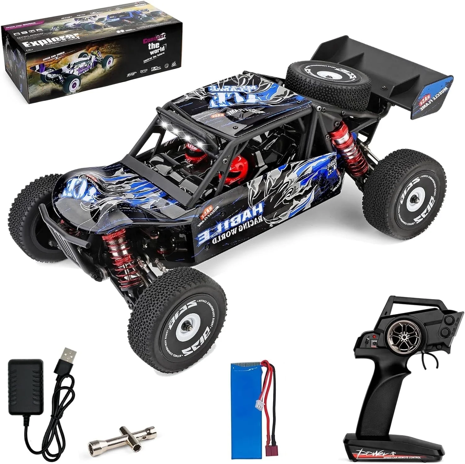 Bruce&Shark wltoys Fast RC Car for Adult, 1/12 Scale 2.4GHz 4WD Remote Control Car, Off-Road Drift RC Buggy Car RTR with Aluminum Alloy Chassis for Boys, Kids