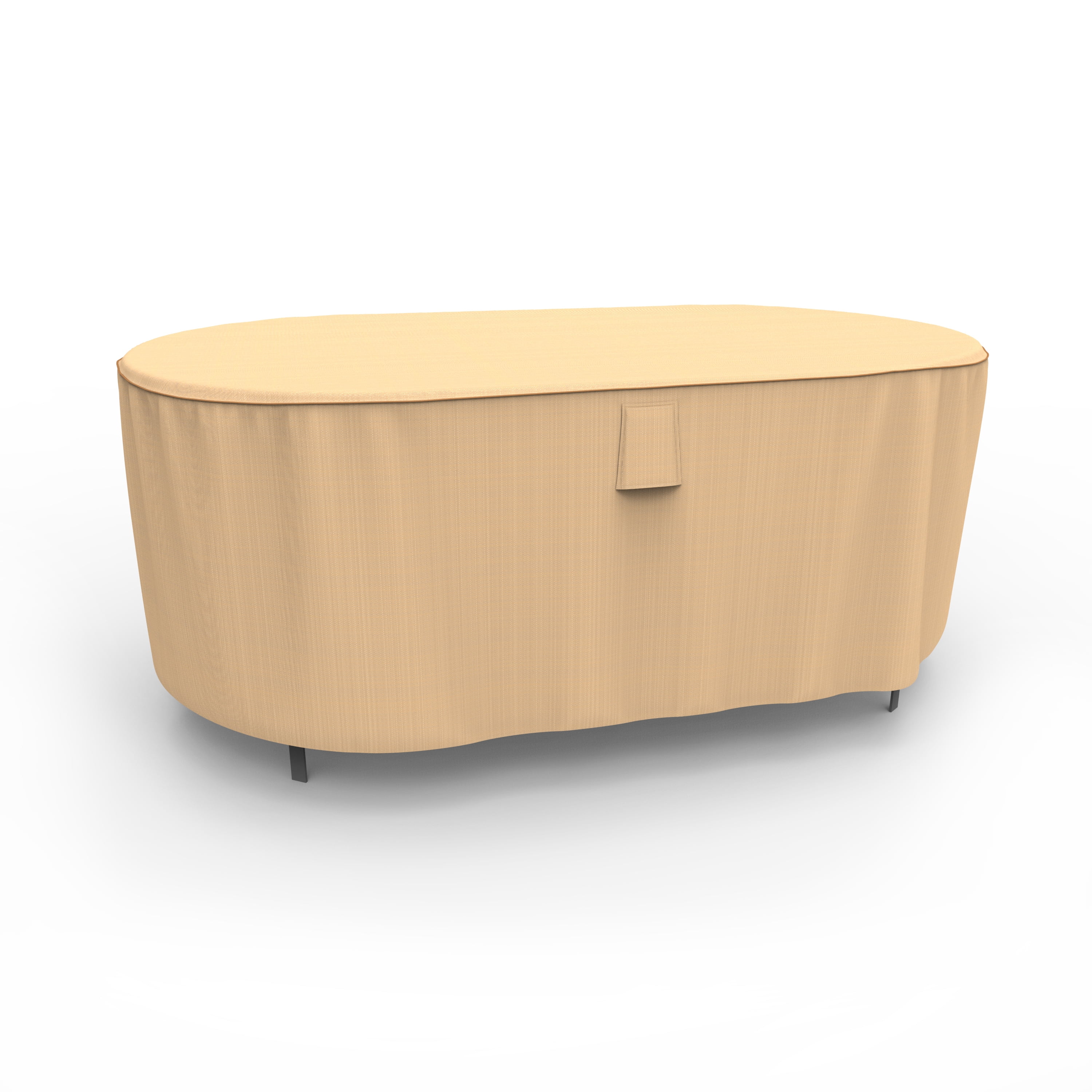 Budge Large Beige Patio Outdoor Oval Table Cover, Sedona
