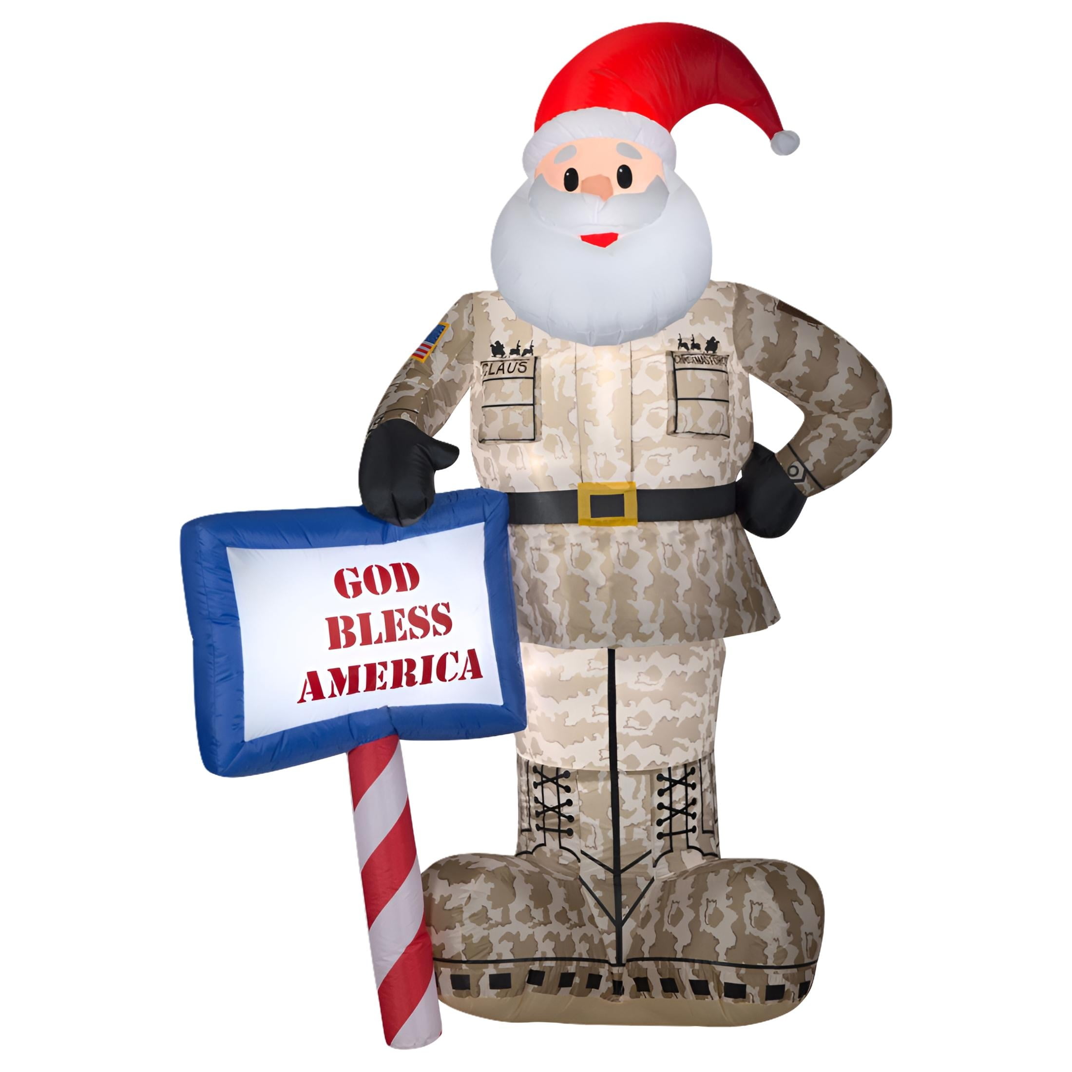 BuySeasons 83.75" Brown and Red Military Santa Inflatable Airblown Christmas Yard Decor
