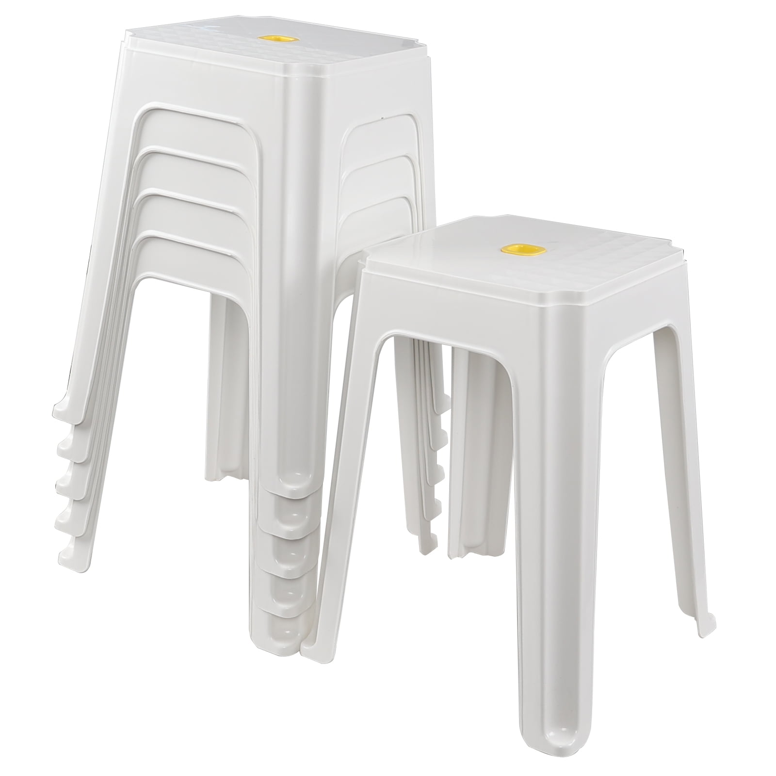 Buyitt 6-Pack White Stack Stools, Stacking Set-Stackable Nesting Stools/Chairs for Home, Office, Classrooms