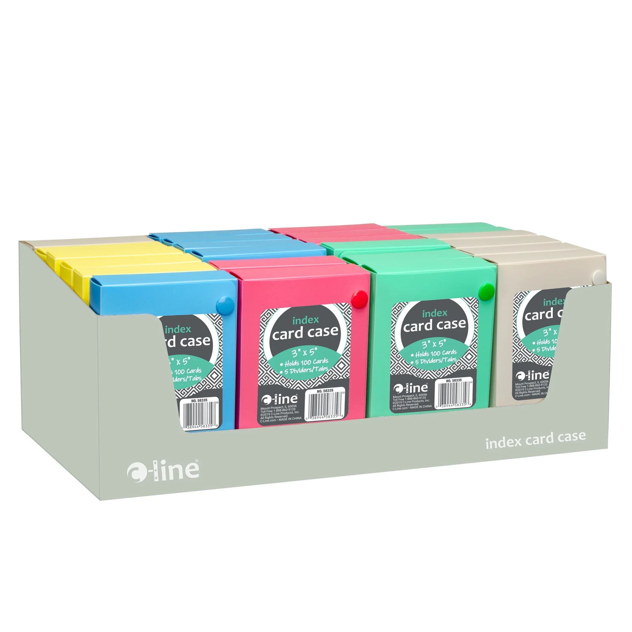 C-Line Index Card Case, 3" x 5", Assorted, Pack of 24