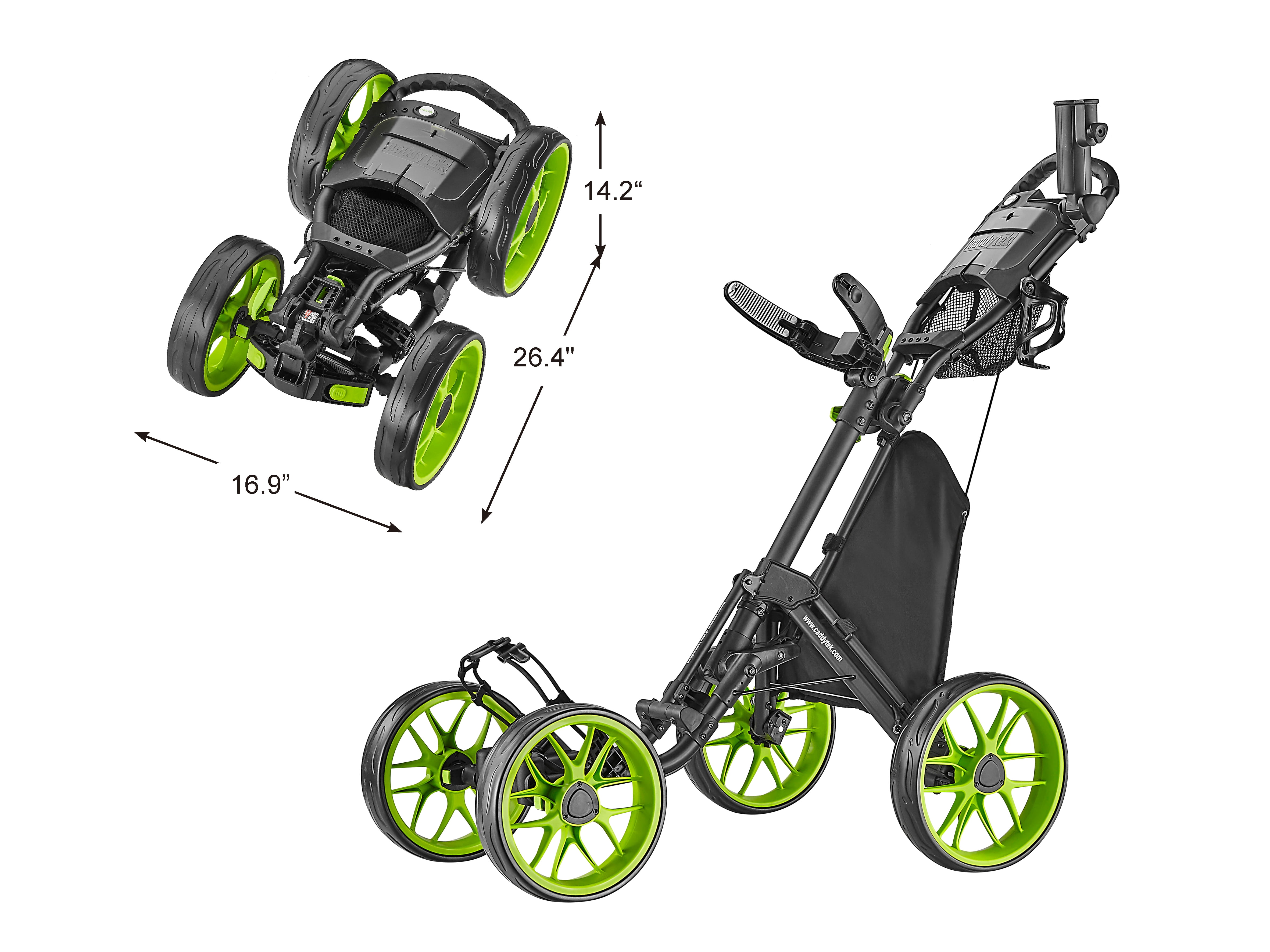 Caddytek CaddyCruiser ONE V8 Golf Push Cart, Lime