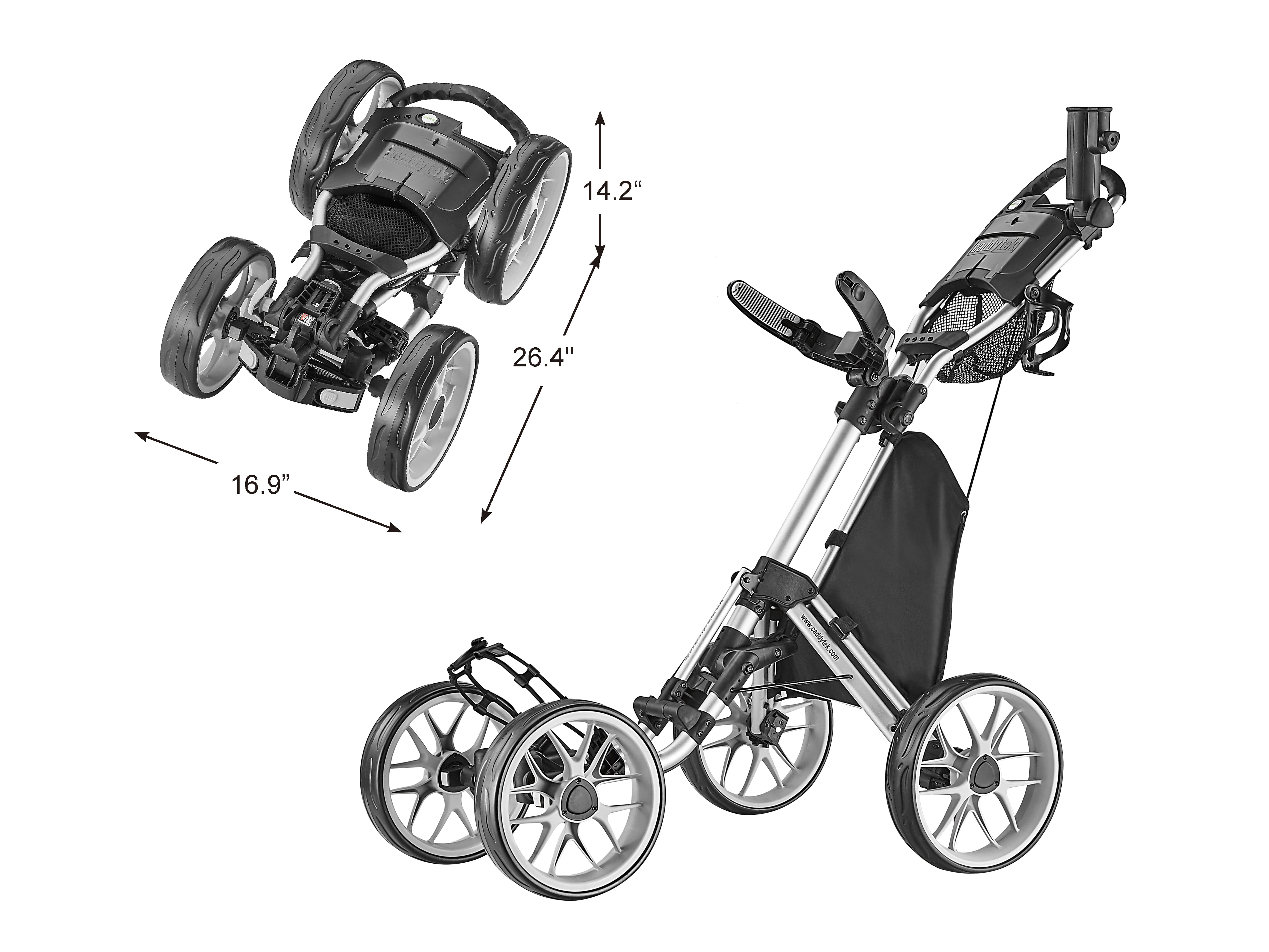 Caddytek CaddyCruiser ONE V8 Golf Push Cart, Silver