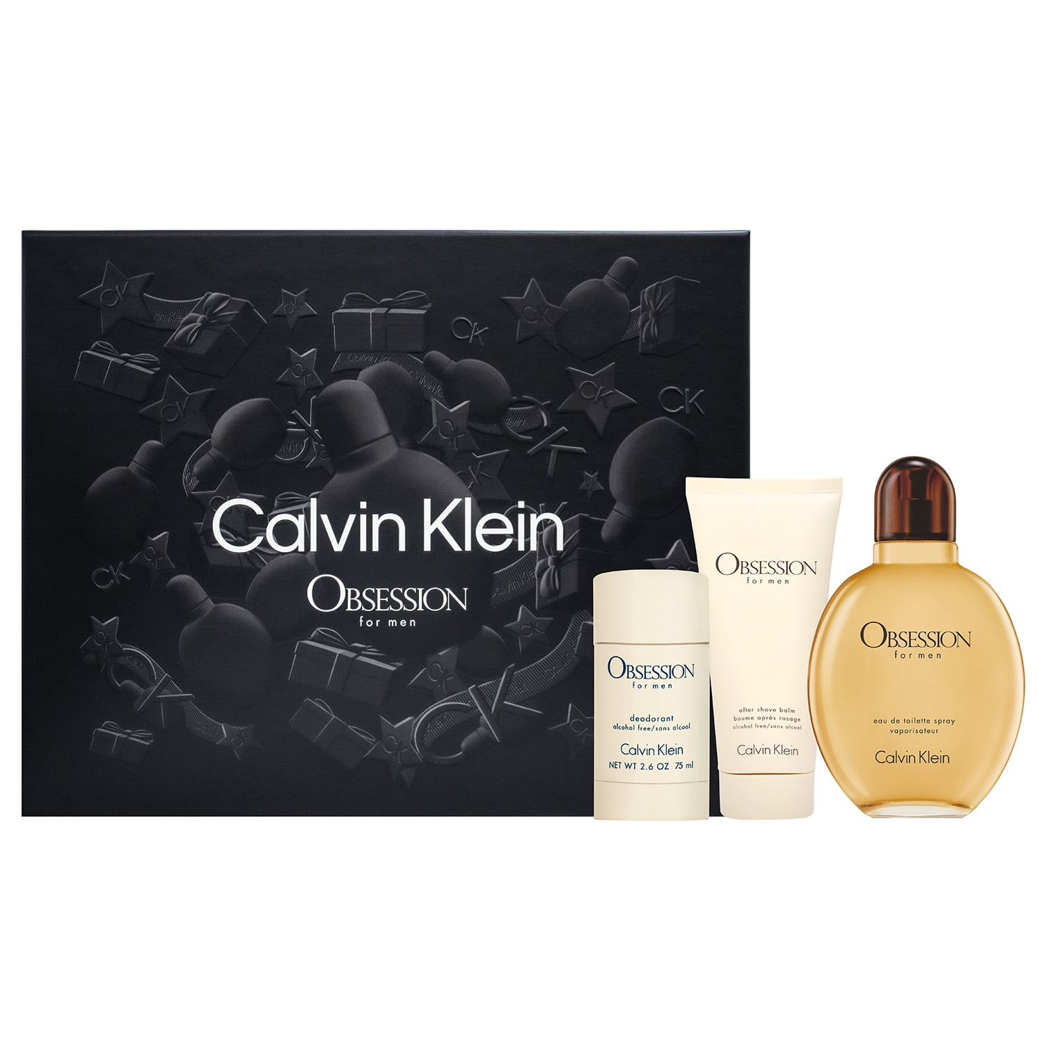 Obsession by Calvin Klein Gift Set -- 4.2 oz Eau De Toilette Spray + 3.4 oz After Shave Balm + 2.6 oz Deodorant Stick