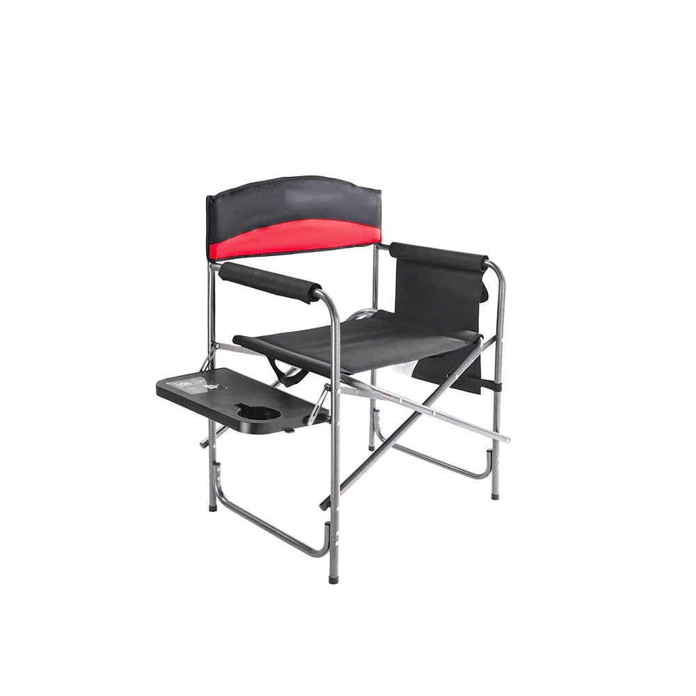 Camping Chair, Directors Chair with Side Table Storage Pockets and Carry Straps for Cup Holder, Padded Folding, Supports 400lbs