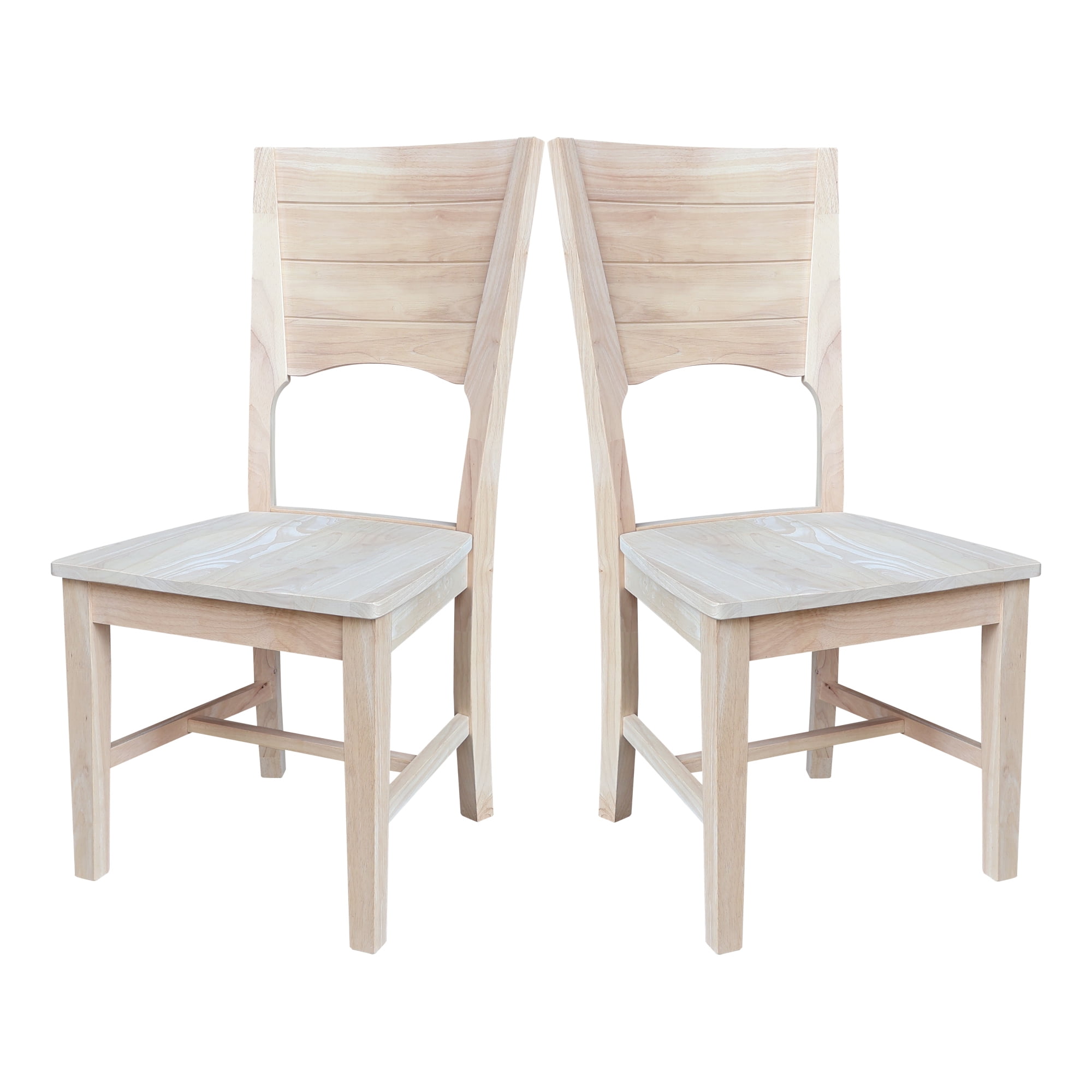 Canyon Collection Set of Two Wood Solid Back Chairs in Unfinished