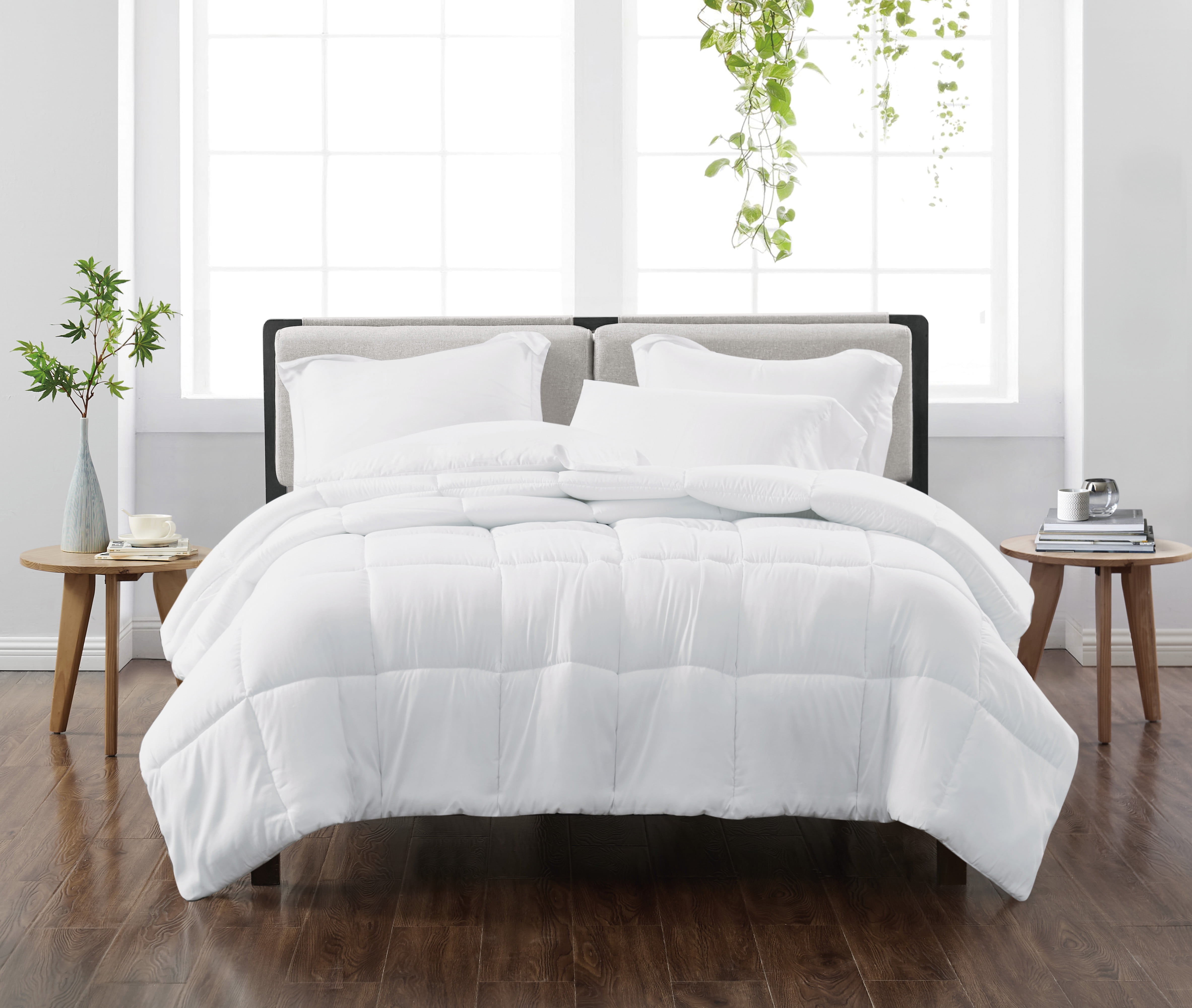 Cannon Heritage 100% Microfiber Polyester White 2-Piece Twin Comforter Set, Solid Casual themed, Adult Bedding, OEKO-TEX Certified