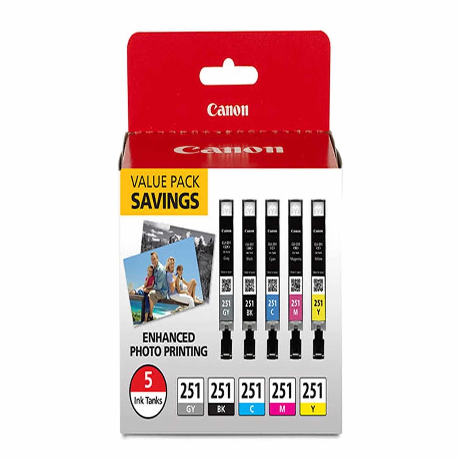 Canon CLI-251 5-Pack Ink Tank, Multicolored
