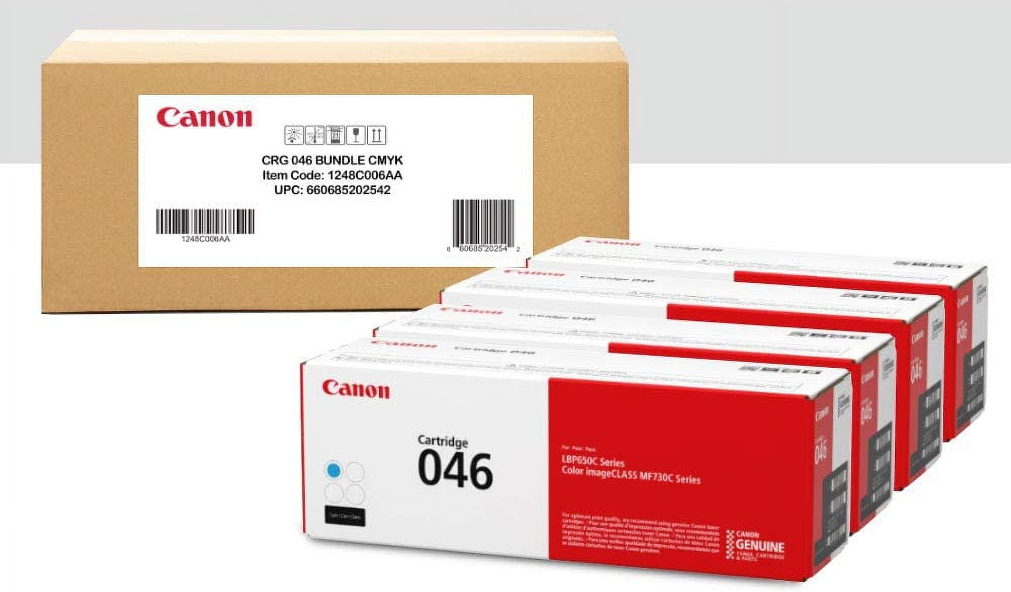 Canon Genuine Toner Bundle 046 (1248C006), 4 Pack (1 Each: Cyan, Magenta, Yellow, Black), for Canon Color imageCLASS MF735Cdw, MF733Cdw, MF731Cdw, LBP654Cdw Laser Printers