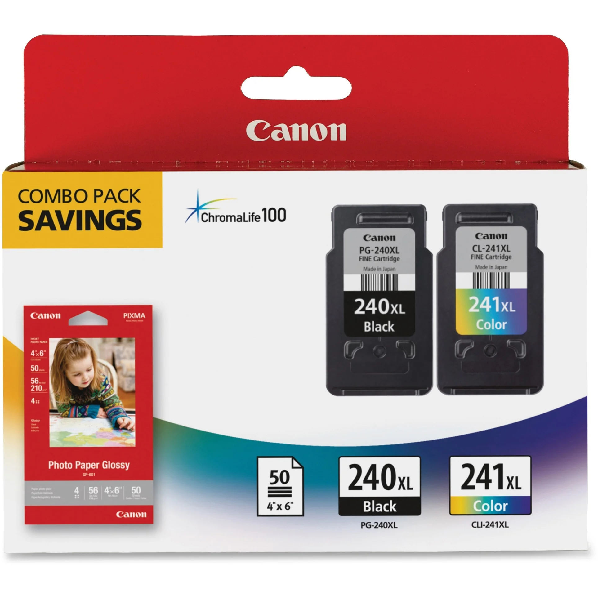 Canon PG-240XL/CL-241XL/GP-502 High Yield Ink Cartridges + Photo Paper Combo Pack, 2-Pack (240XCL241XL)