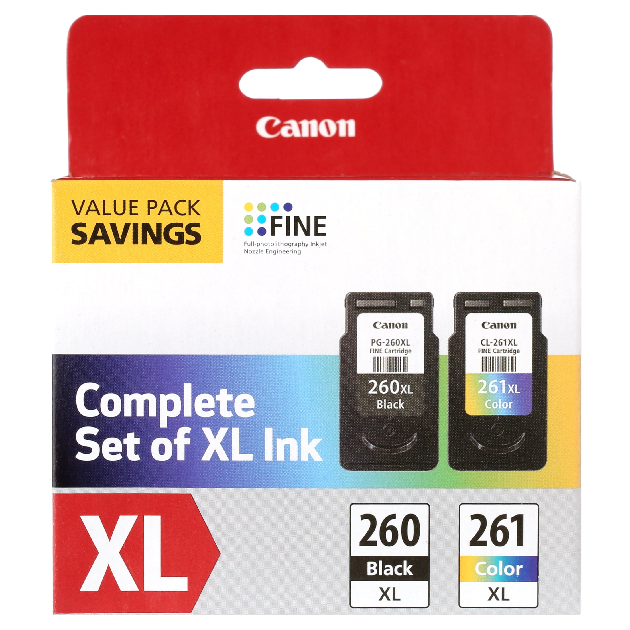 Canon PG-260XL/CL-261XL - Genuine Ink Cartridge Value Pack for Select PIXMA Printers – Black & Color
