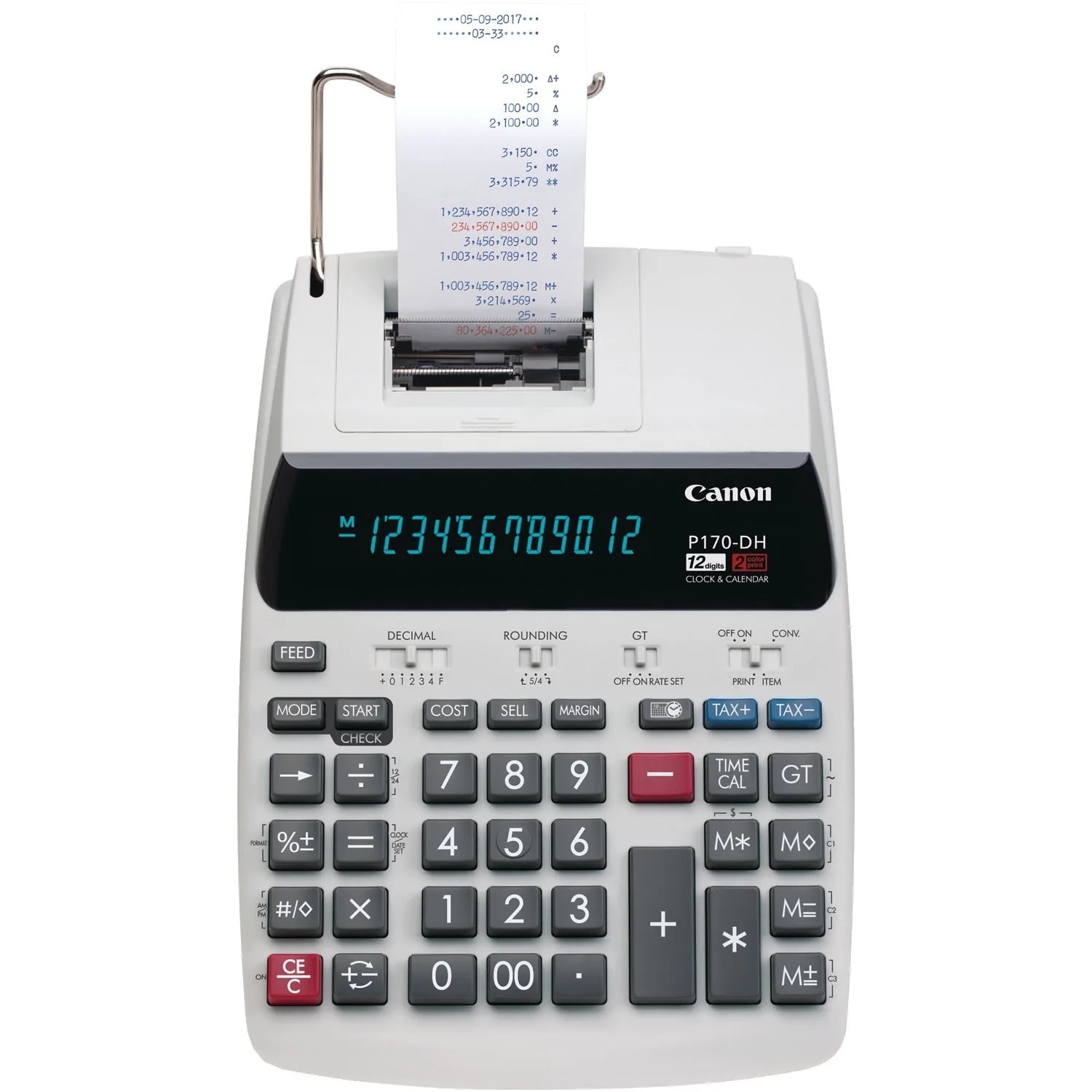 Canon P170-DH-3 Business Printing Calculator 12-Digit LCD, White