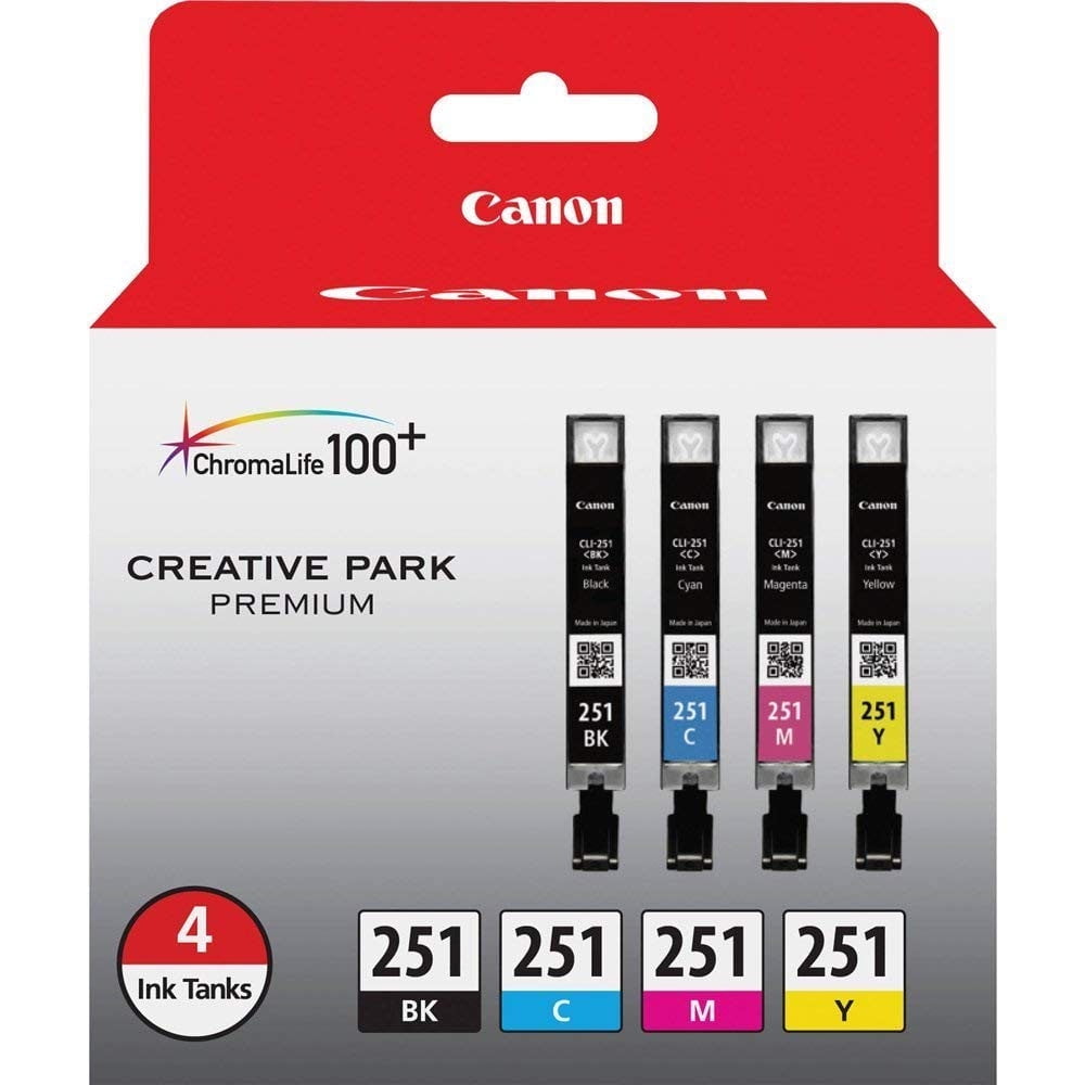 Canon (6513B004) Black and Tri-Color Ink Cartridge, 4/pack