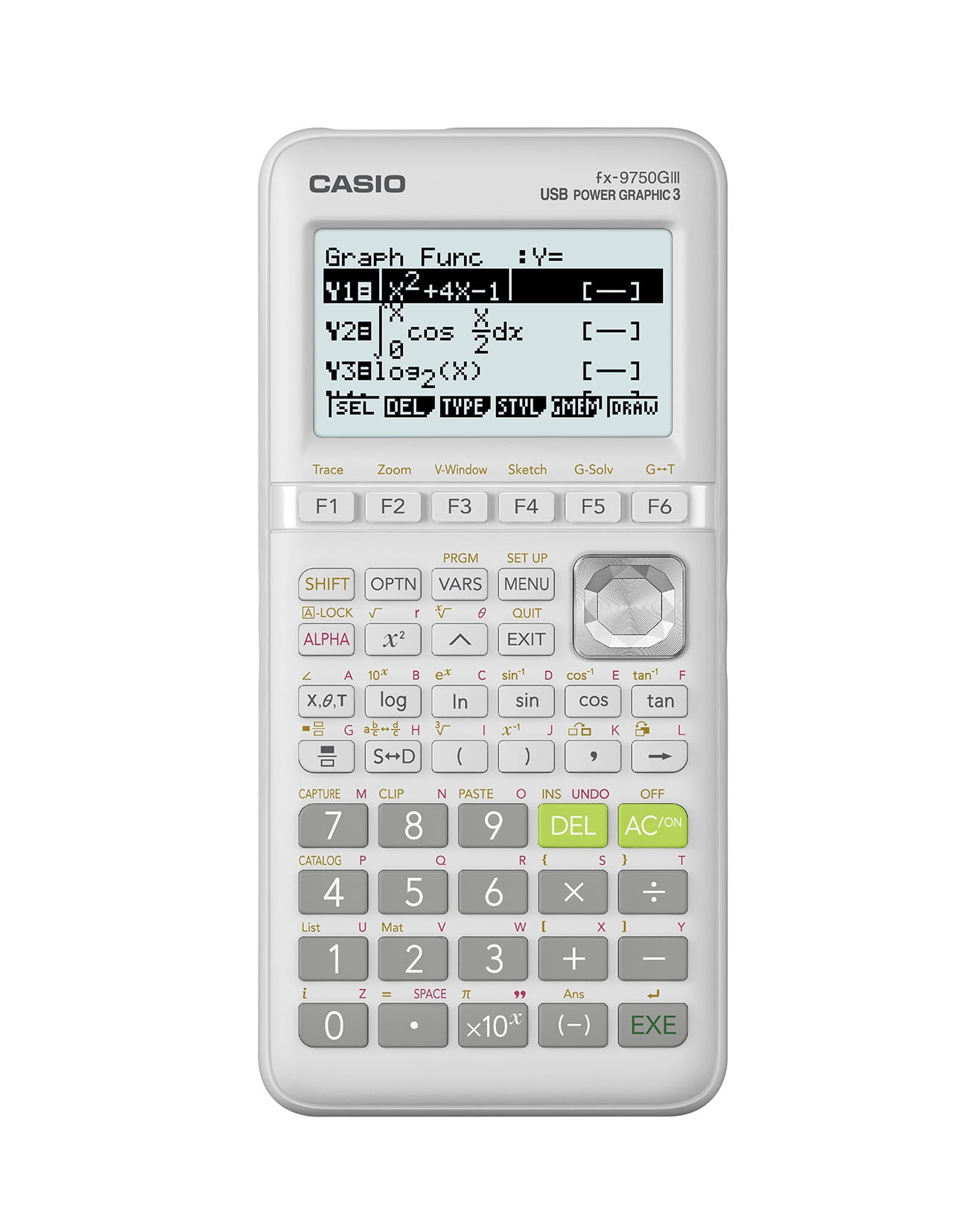 Casio FX-9750Glll-WE Graphing Calculator, Natural Textbook Display, White