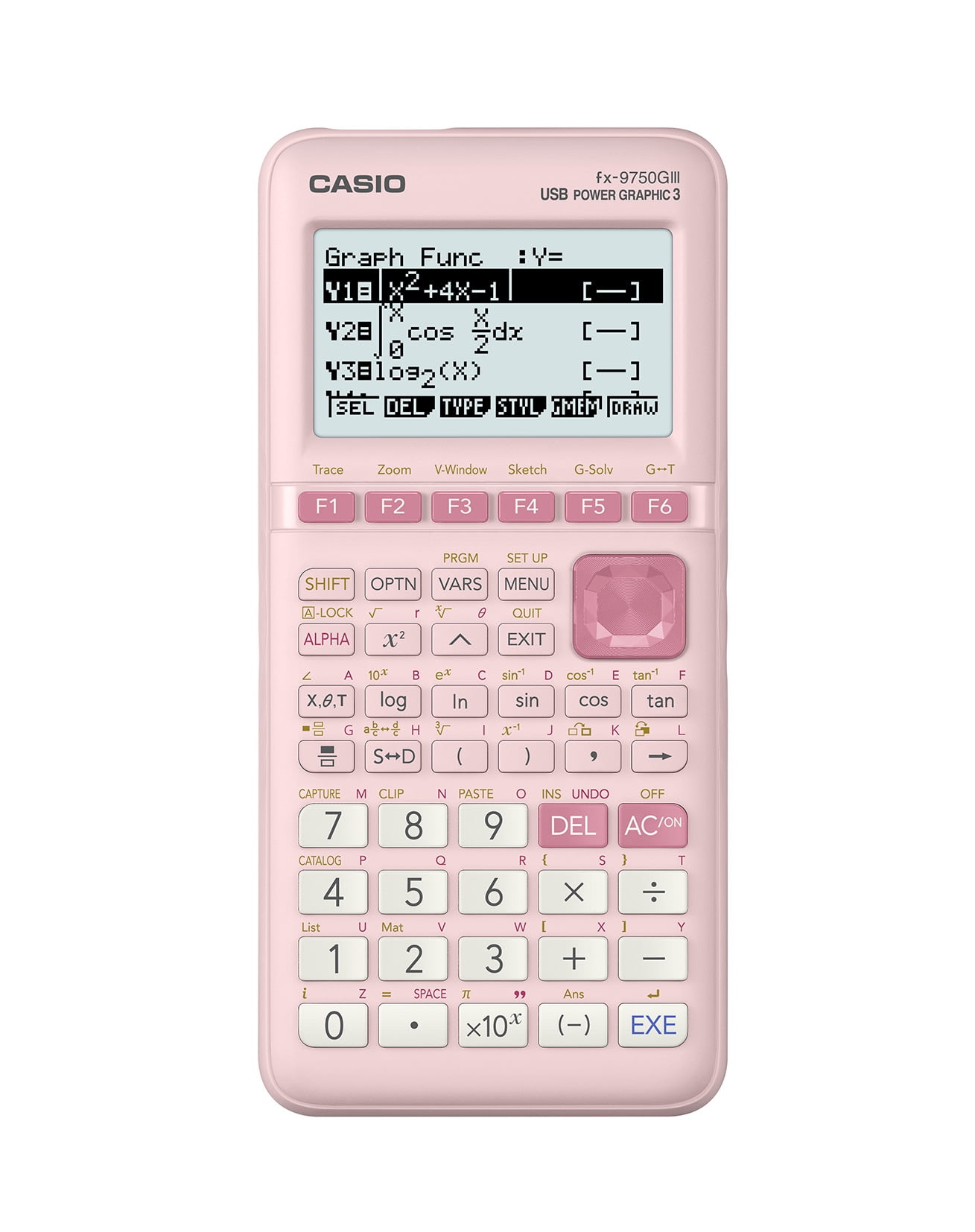 Casio FX-9750Glll-PK Graphing Calculator, Natural Textbook Display, Pink