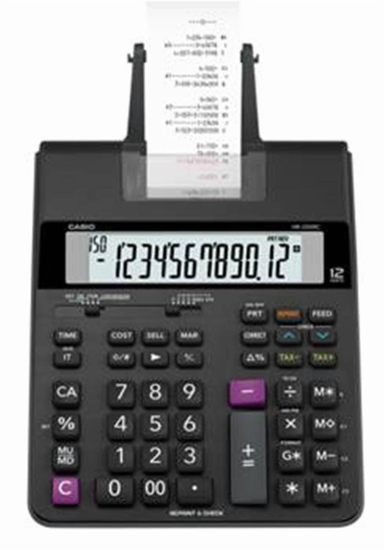 Casio HR-200RC 2 Color Printing Calculator with Clock/Calendar Feature, Black