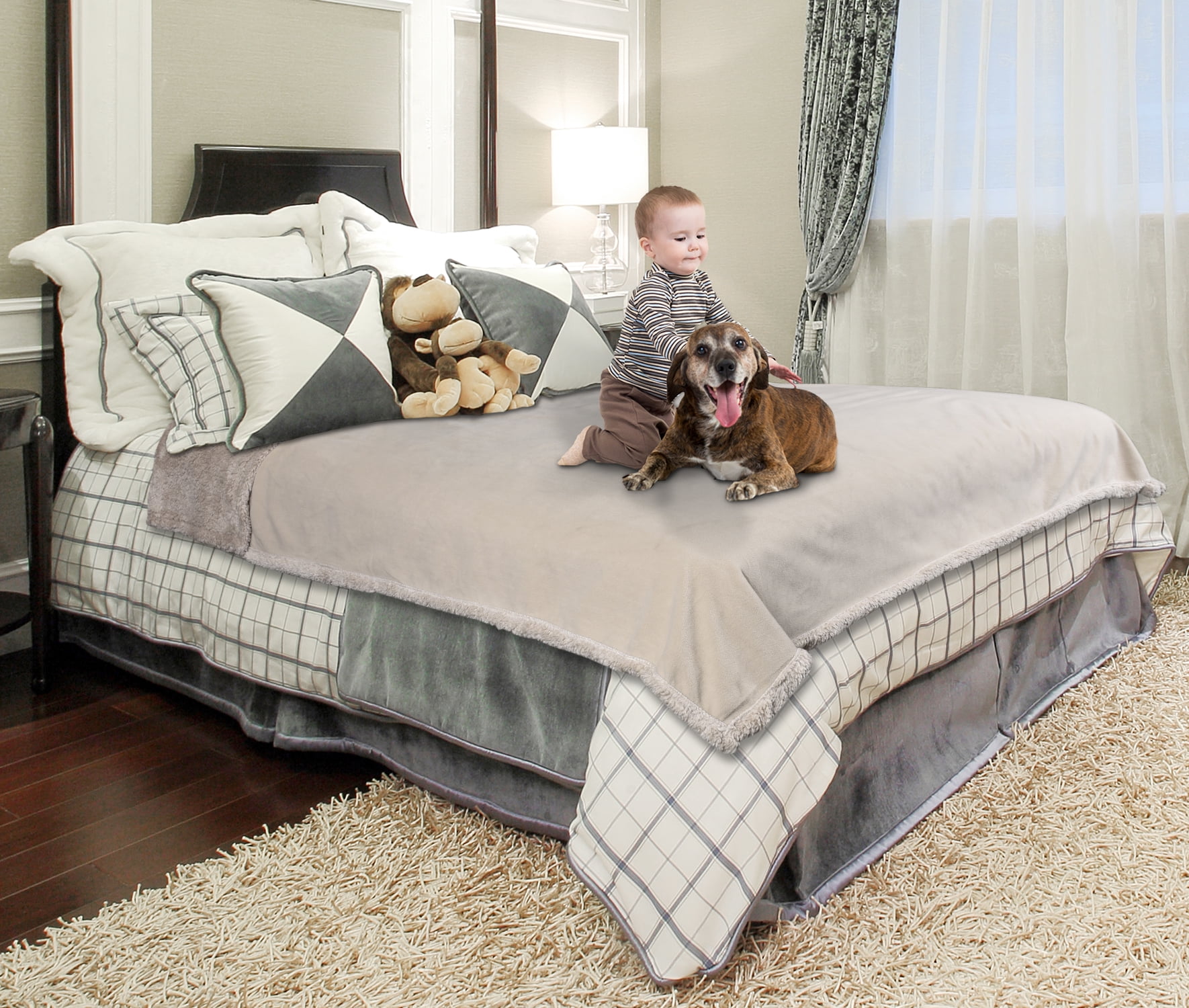 Catalonia Waterproof Blanket Pee Proof Couch Sofa Bed Protector Cover for Baby, Super Cozy Plush Fleece Warm Sherpa Lining Throws and for Boating Camping