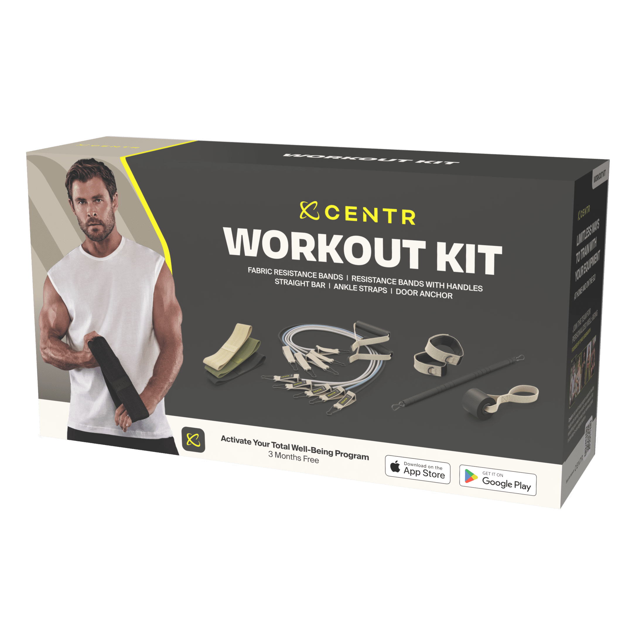 Centr By Chris Hemsworth Home Workout Kit, Resistance Bands and Attachments, 14 Piece Set + 3-Month Centr Membership